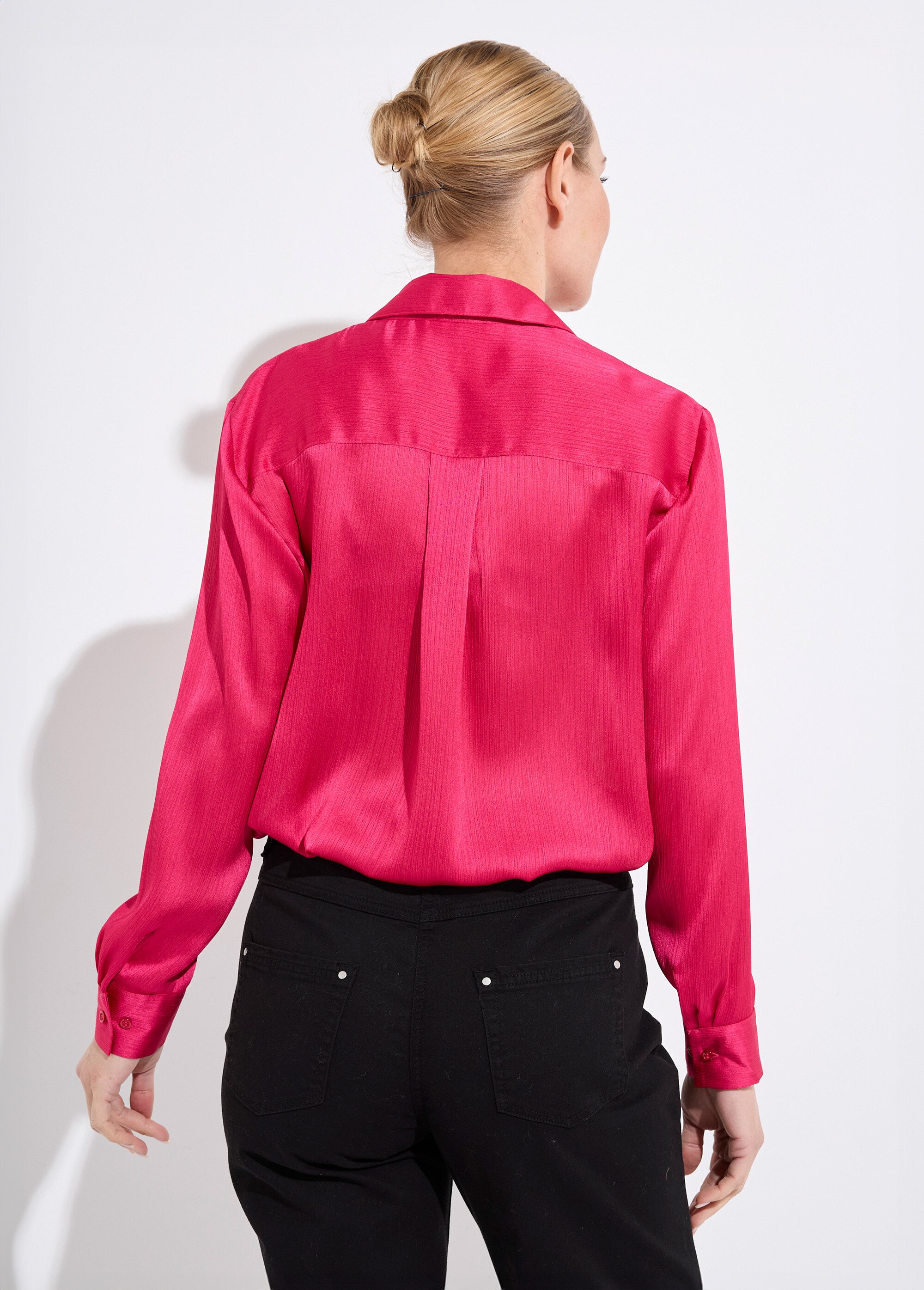 Chemisier boutonné satin manches longues Femme Rose CONSTANCE DO1