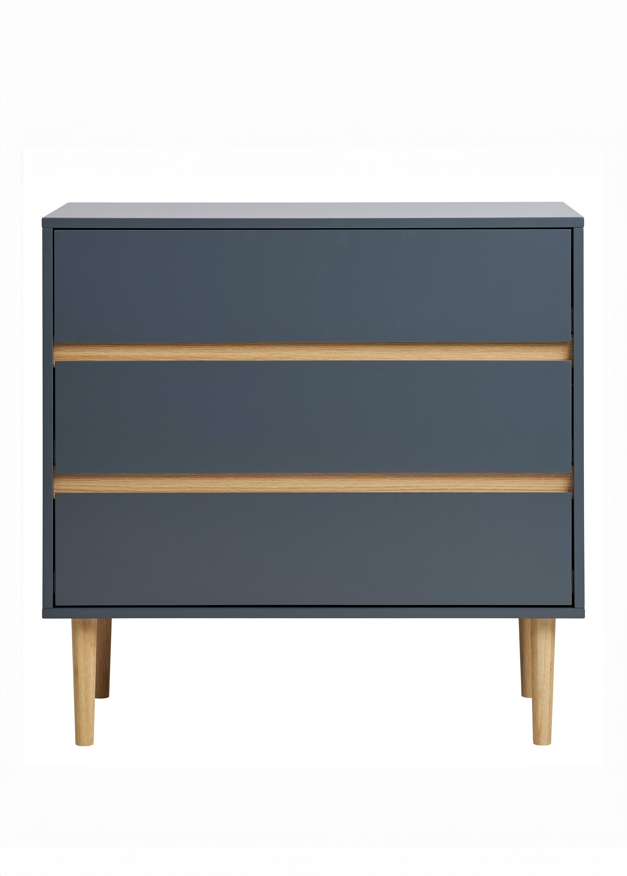 Commode 3 tiroirs, en bois peint GRIS FONCE HN-3102010 DE1