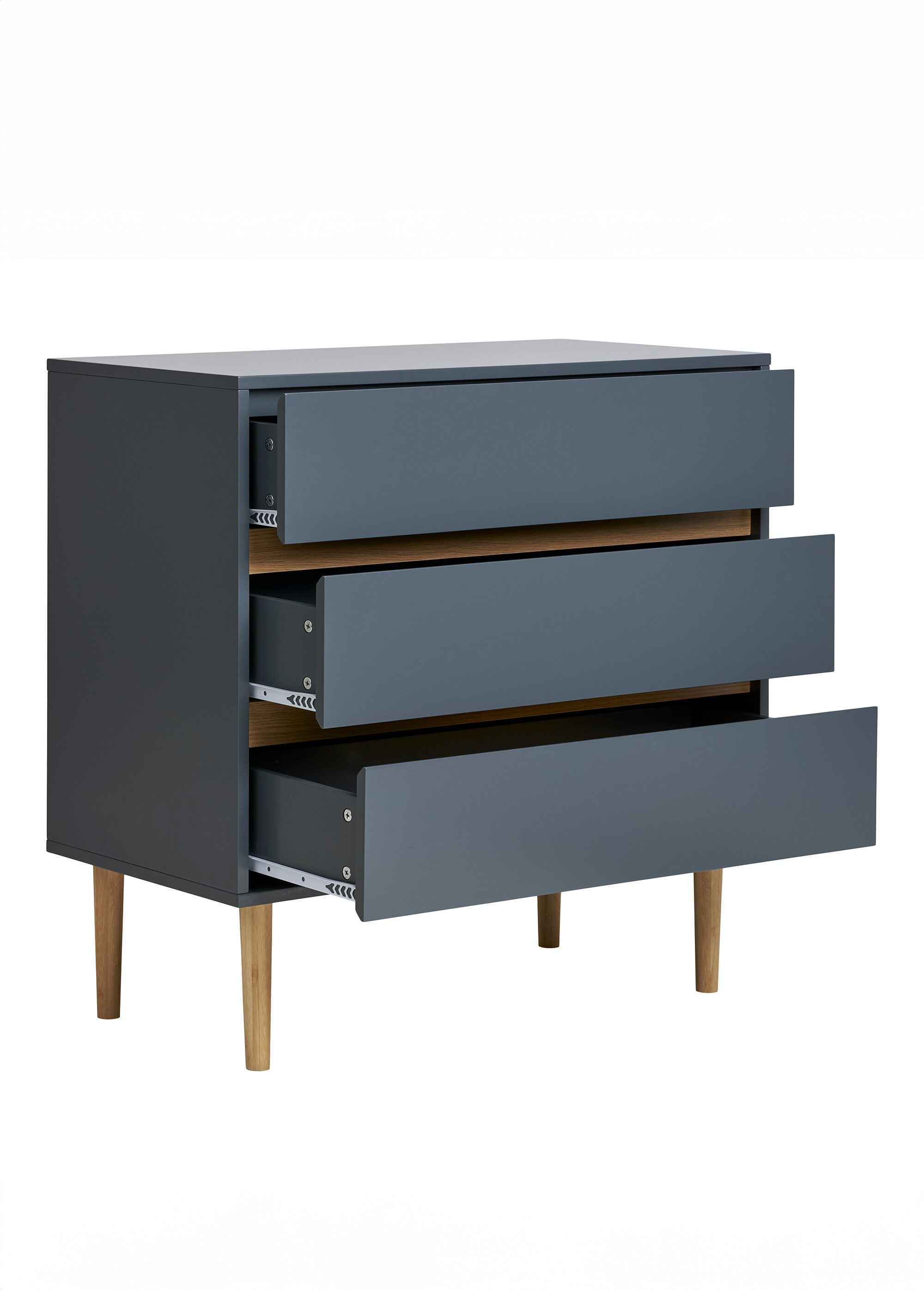 Commode 3 tiroirs, en bois peint GRIS FONCE HN-3102010 DE2