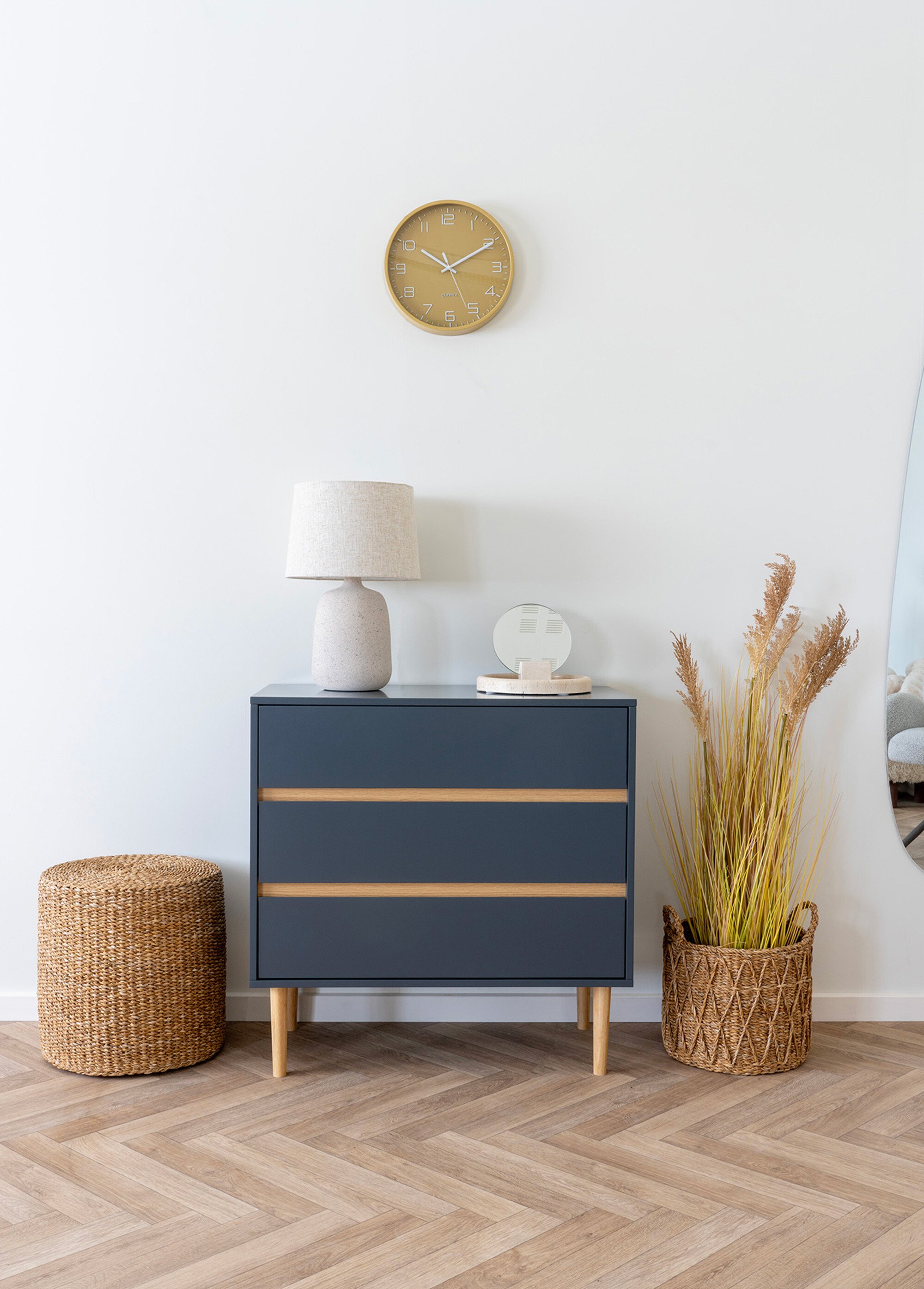 Commode 3 tiroirs, en bois peint GRIS FONCE HN-3102010 SI1