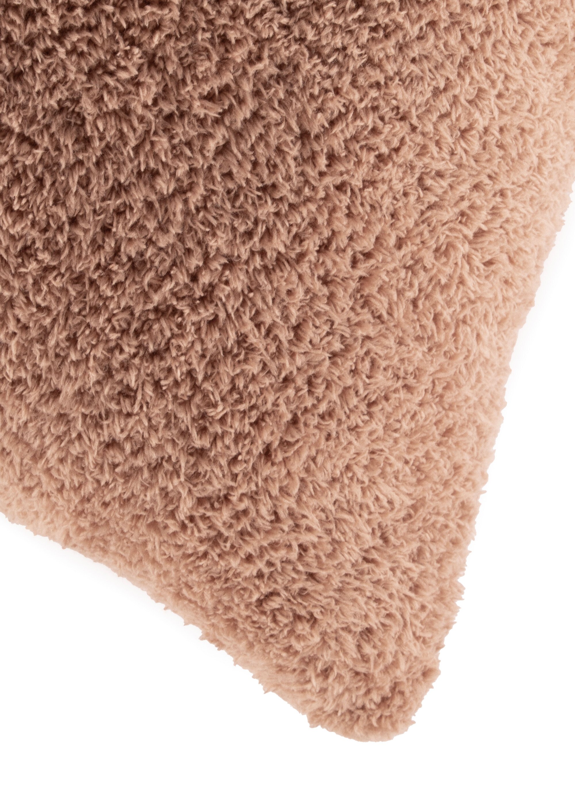 Coussin déco en coral fleece doux Marron TIS-COCOON2 DE2