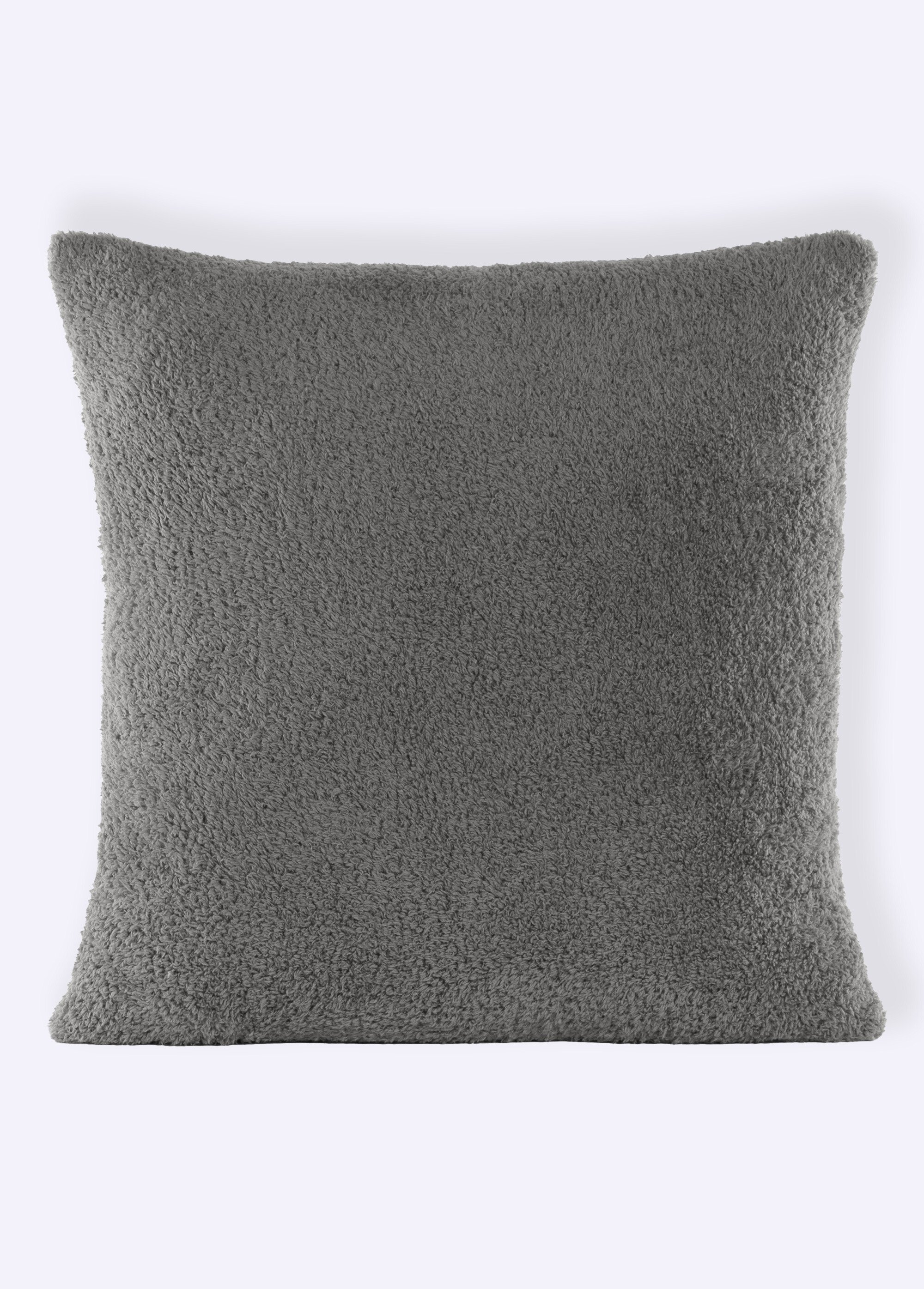 Coussin déco en coral fleece doux Gris TIS-COCOON2 FA1