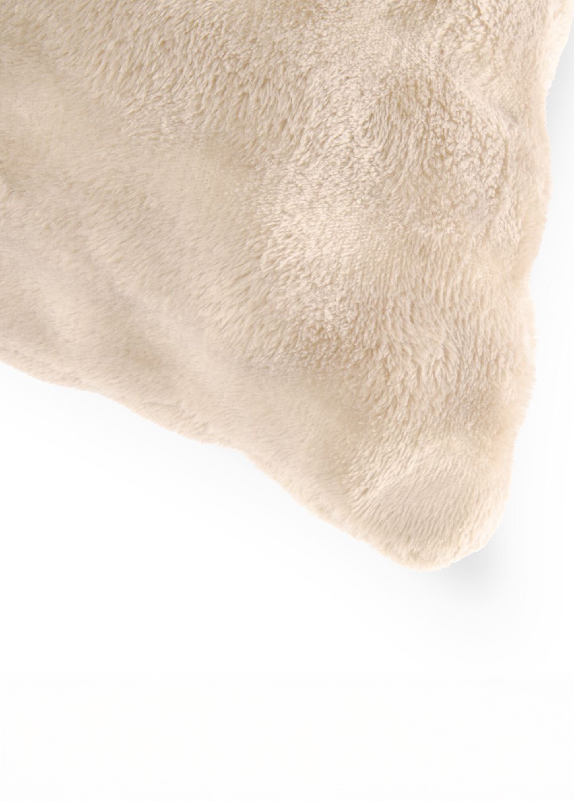 Coussin déco fantaisie, fausse fourrure Beige TIS-WAVE2 DE2