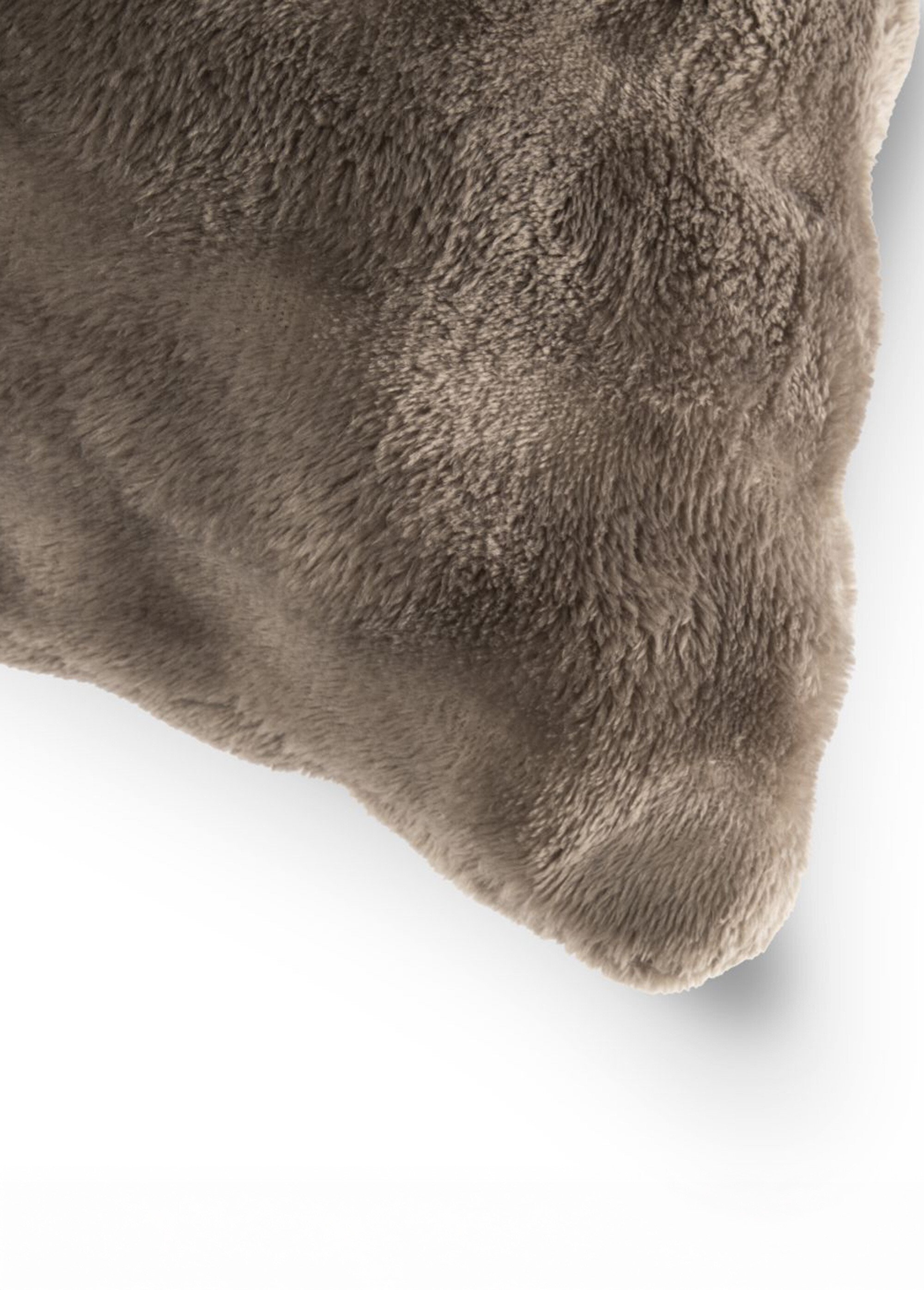 Coussin déco fantaisie, fausse fourrure Beige TIS-WAVE2 DE3