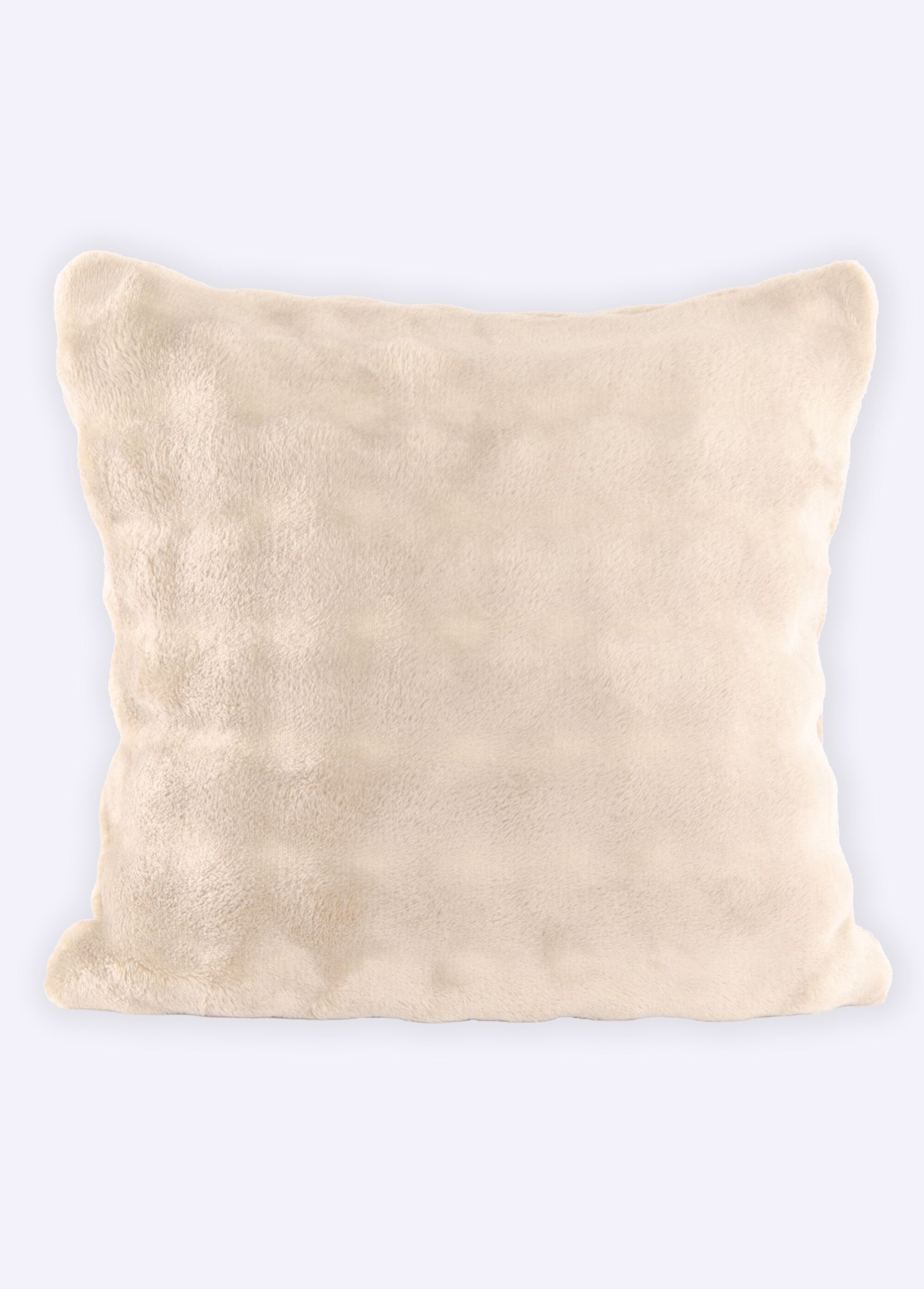 Coussin déco fantaisie, fausse fourrure Beige TIS-WAVE2 FA1