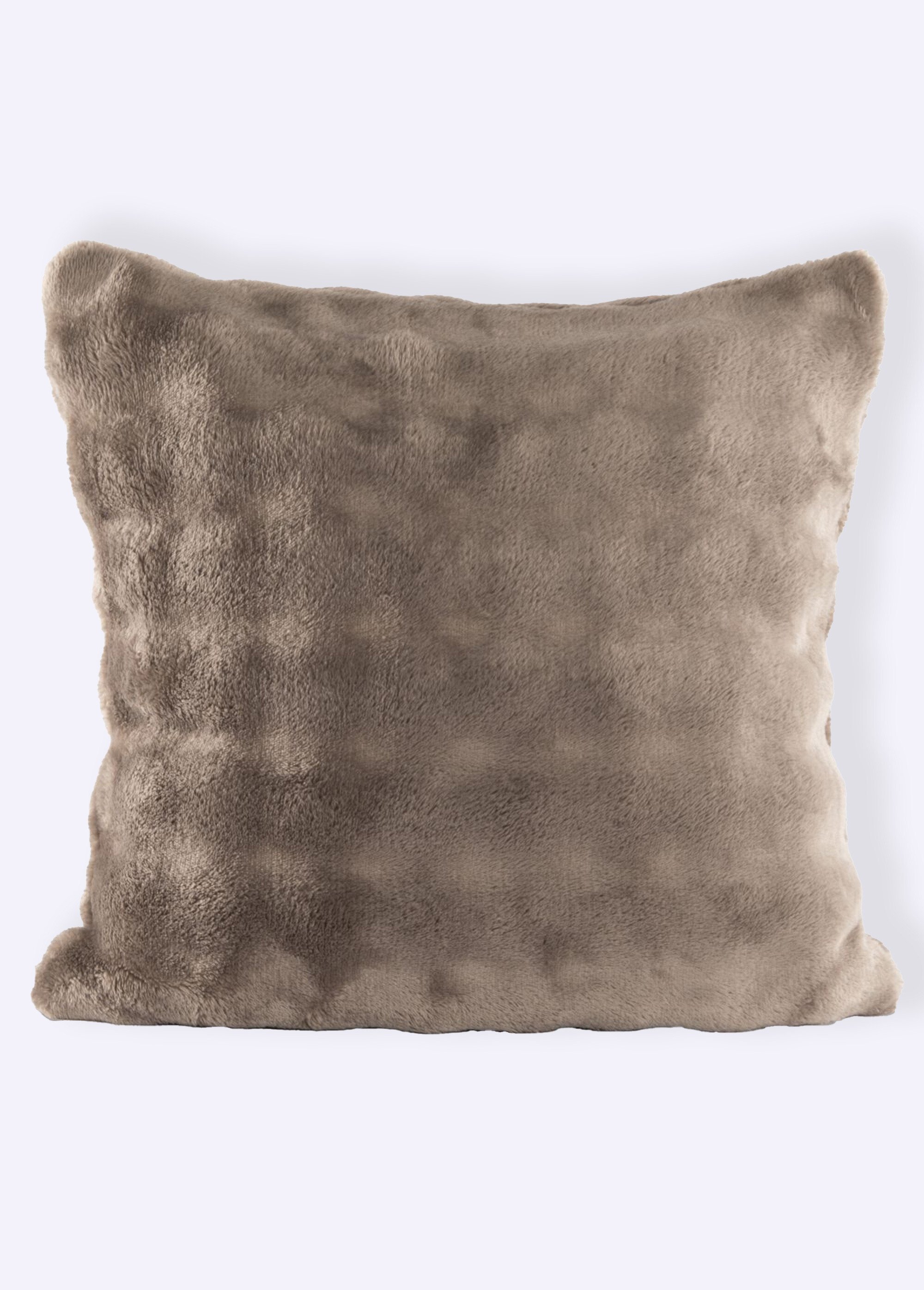 Coussin déco fantaisie, fausse fourrure Marron TIS-WAVE2 FA1