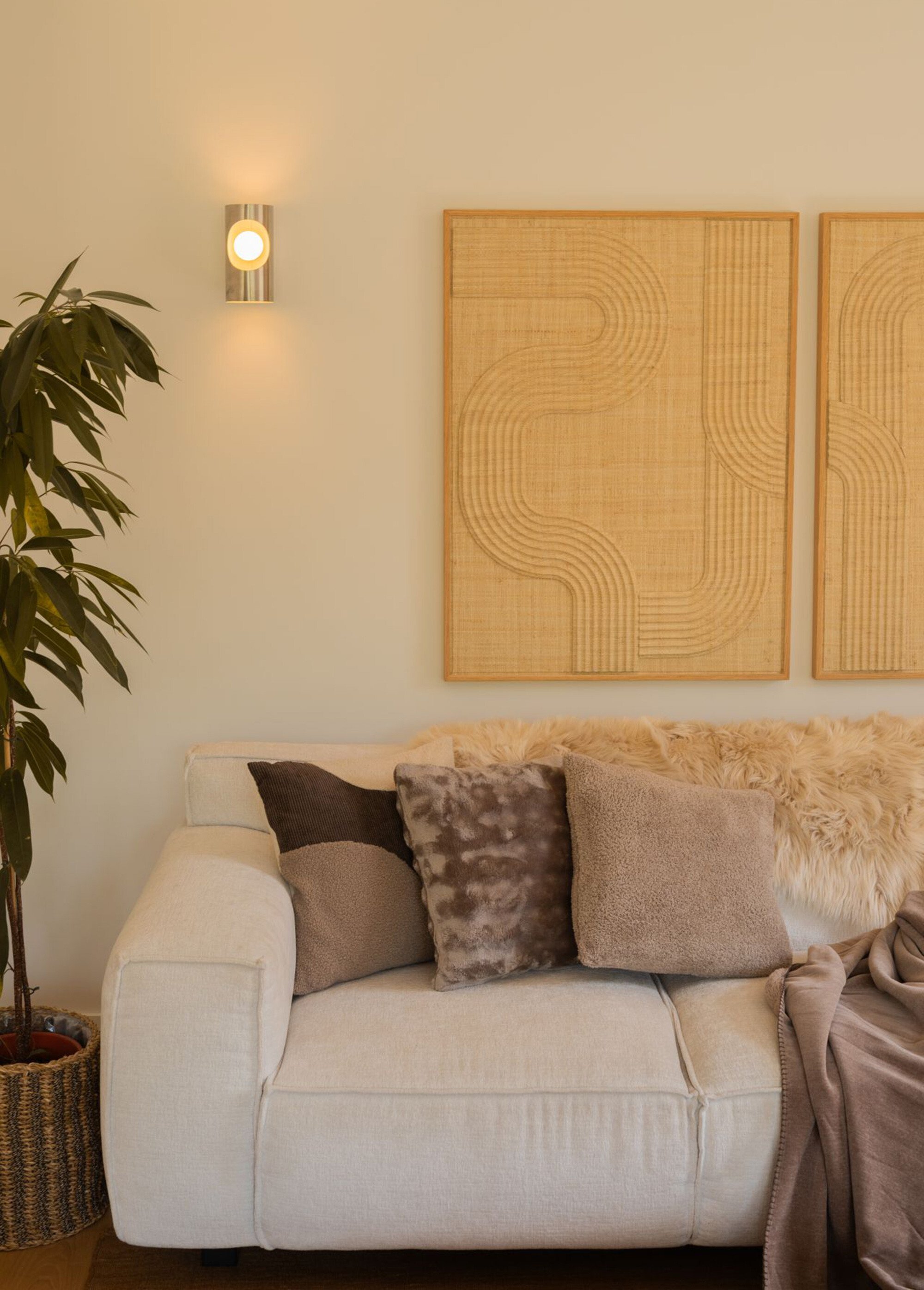 Coussin déco fantaisie, fausse fourrure Marron TIS-WAVE2 SI2