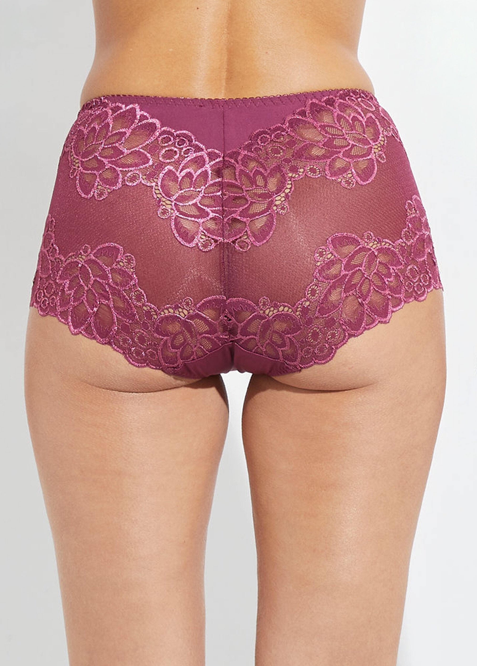 Culotte taille haute dentelle et microfibre Femme Violet DAX DO1