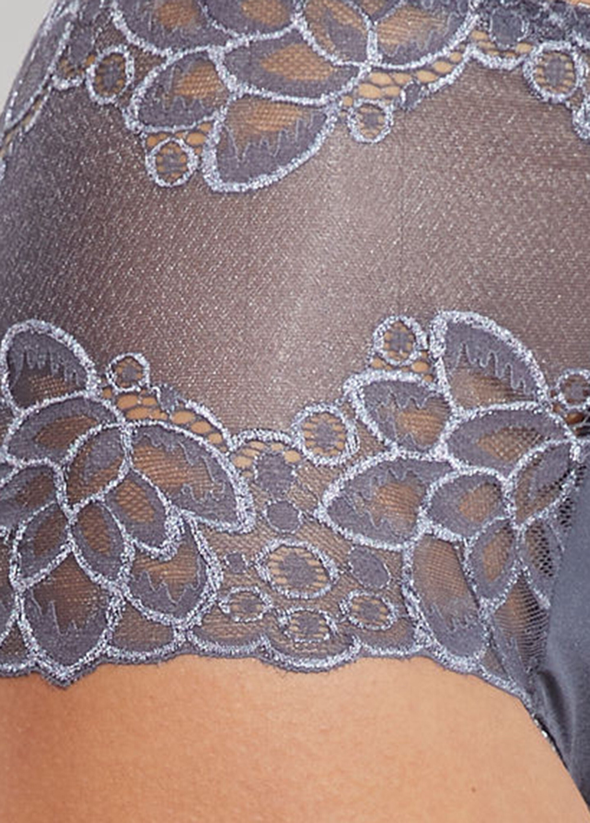 Culotte taille haute dentelle et microfibre Femme Gris DAX DE1