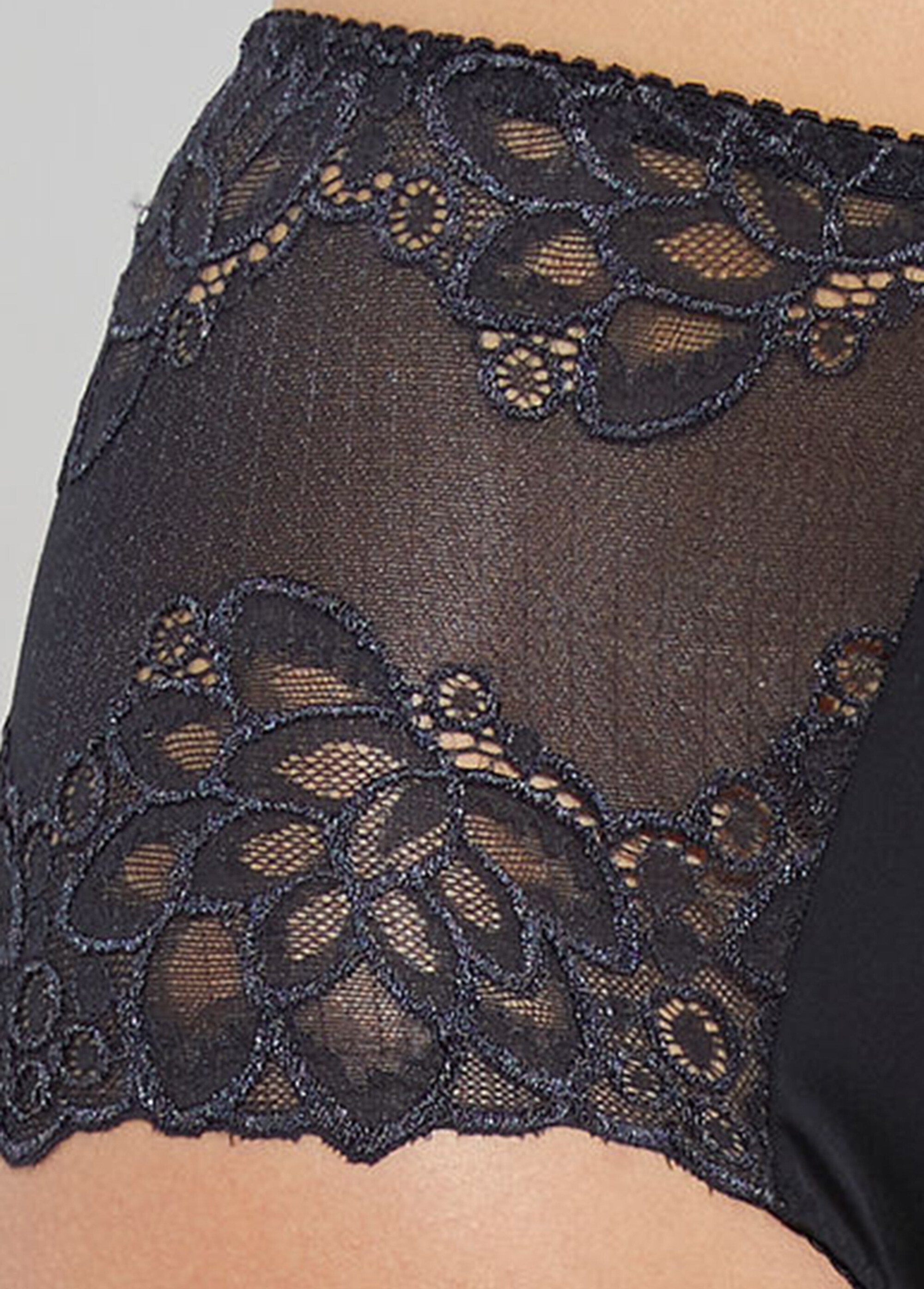 Culotte taille haute dentelle et microfibre Femme Noir DAX DE1