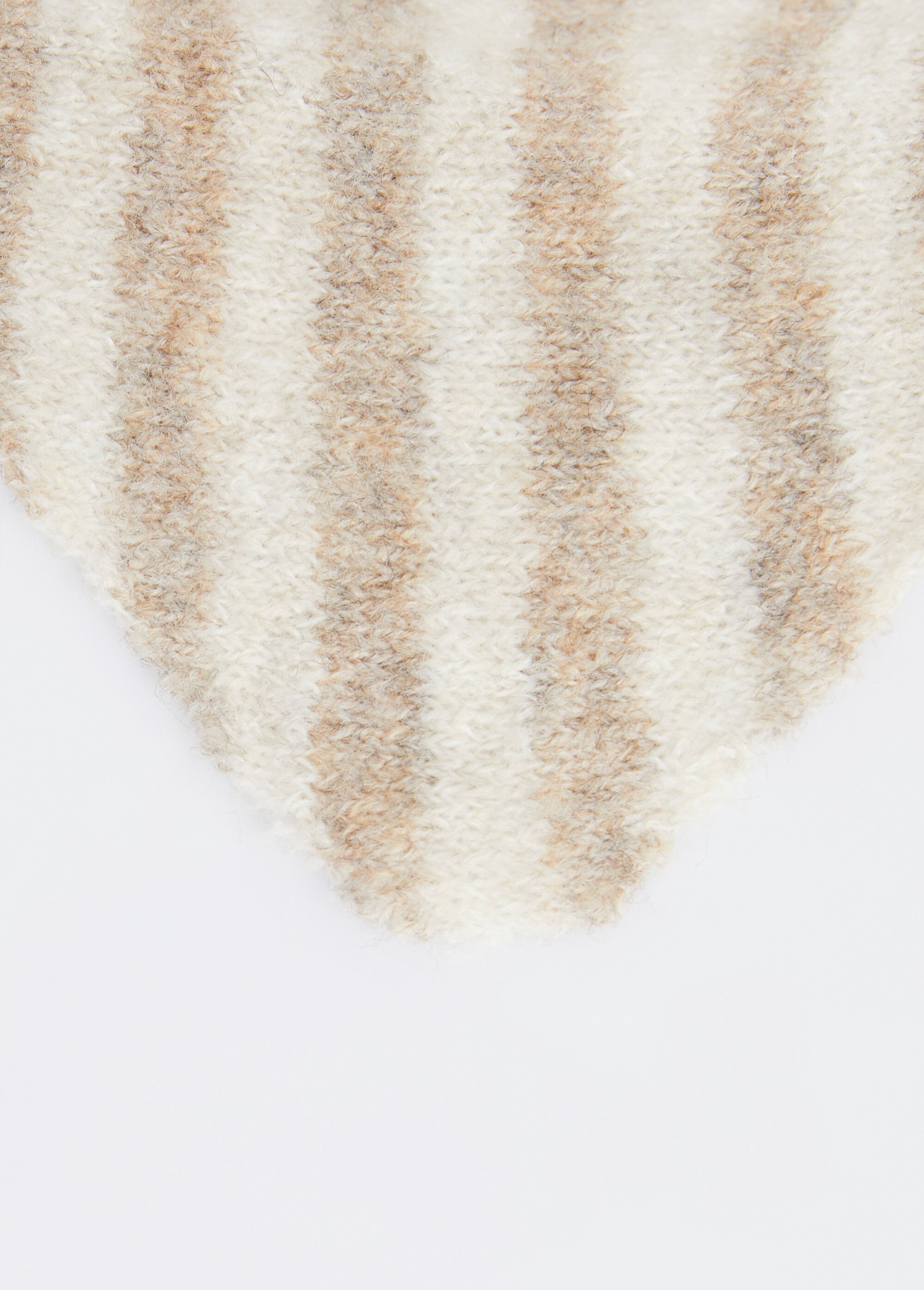 Echarpe triangle rayée, avec laine Femme Marron AST3515 DE1