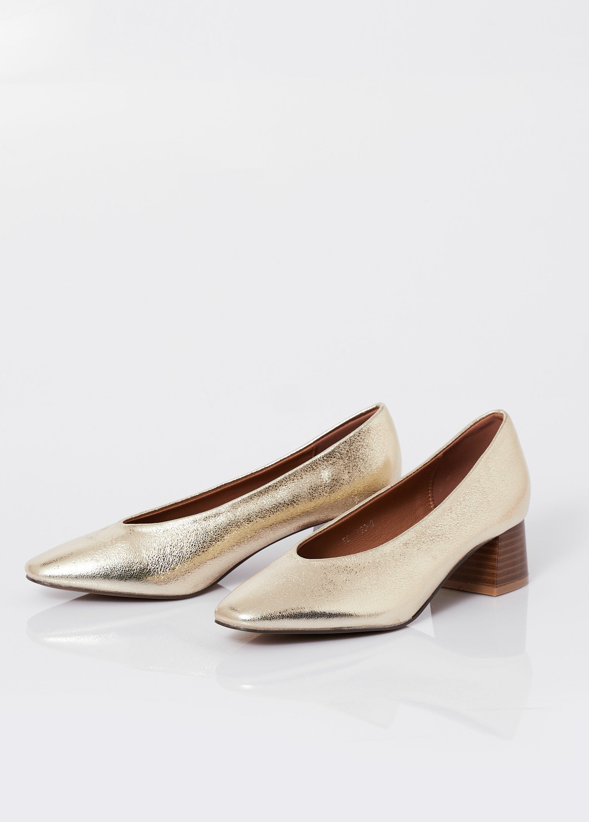 Escarpins fantaisie à talon, bout carré Femme Doré BELD-091 DE1