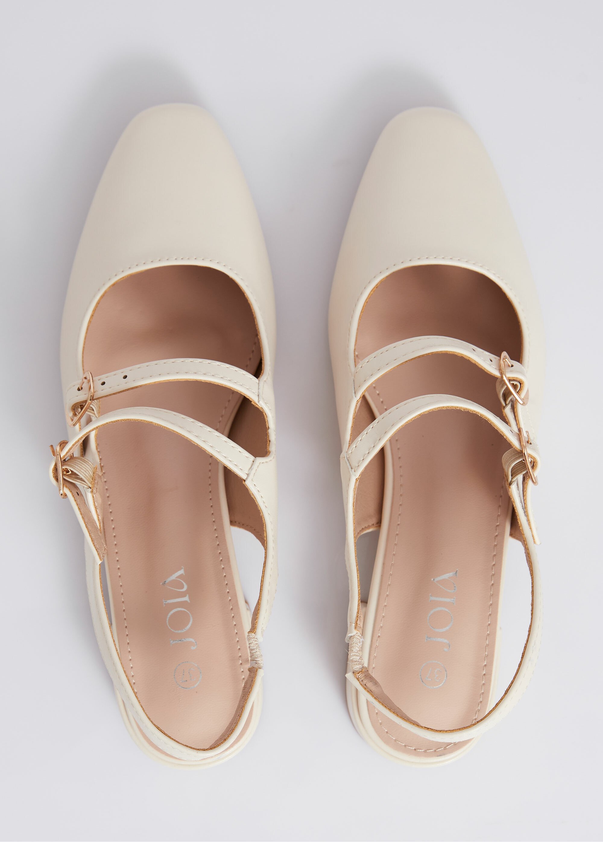 Escarpins slingback avec brides fines Femme Beige JOIH8-1086E OV1