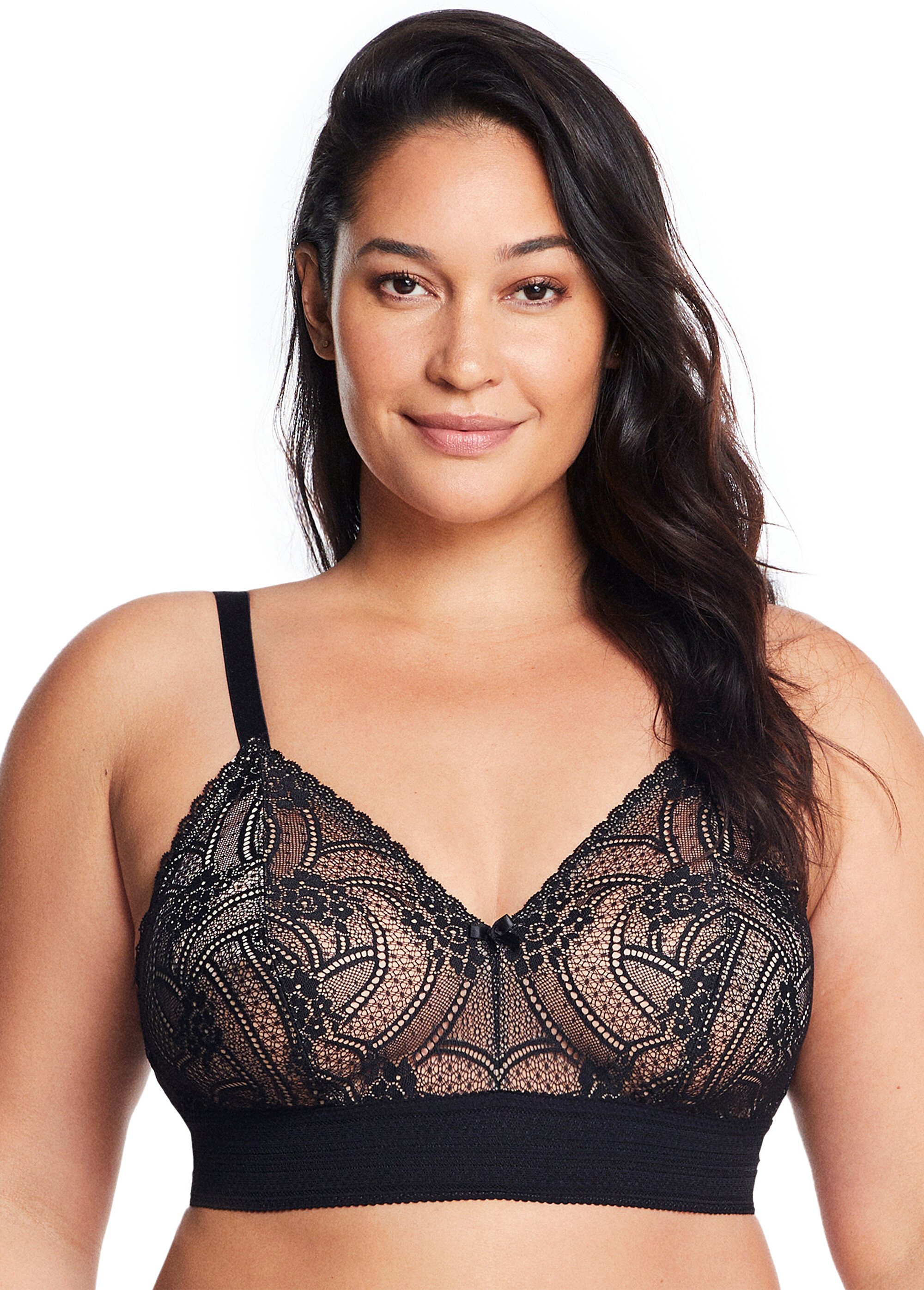 Bralette Bramour Gramercy Dentelle Luxe Sans Armatures Spéciale Grandes  Tailles n°7012 Noir | Afibel
