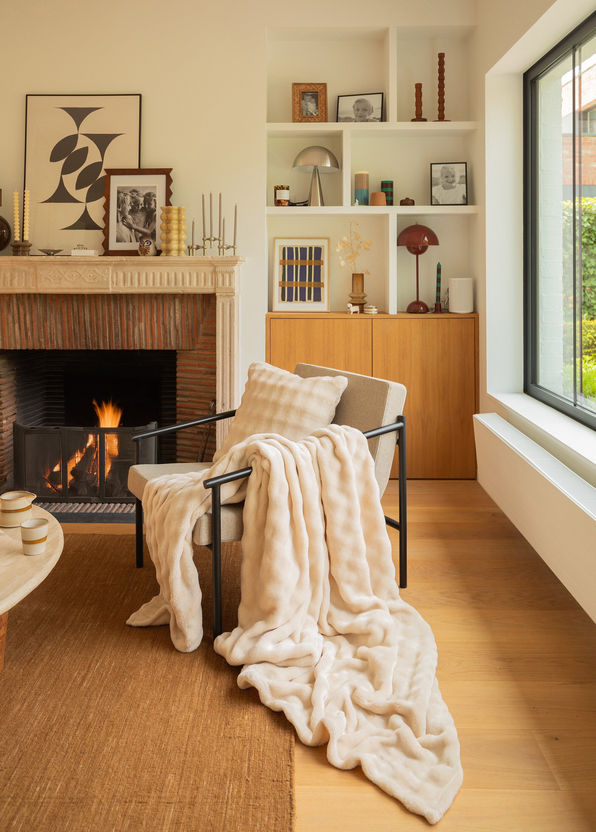 Grand plaid fantaisie fourrure 2m x 1,5m Beige TIS-WAVE1 SI2