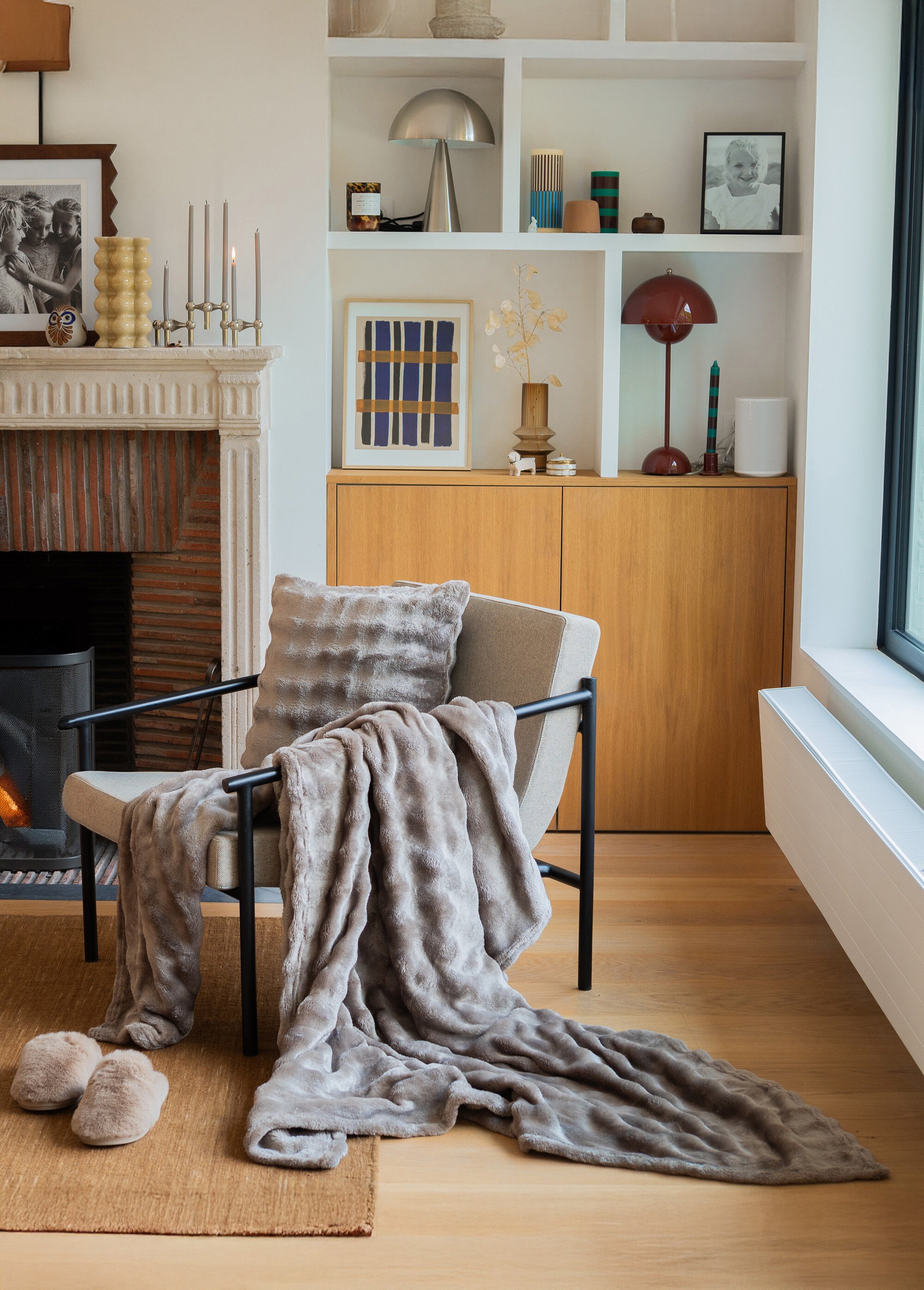 Grand plaid fantaisie fourrure 2m x 1,5m Marron TIS-WAVE1 SI1