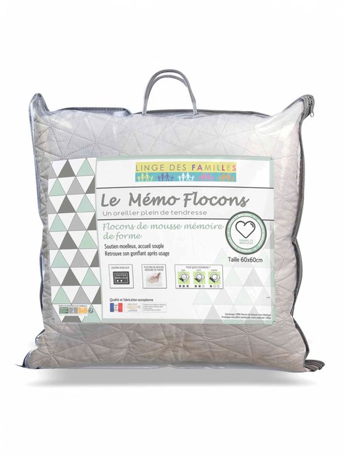 Linge des Familles - Oreiller Mémo Flocons Blanc RHONE DE1