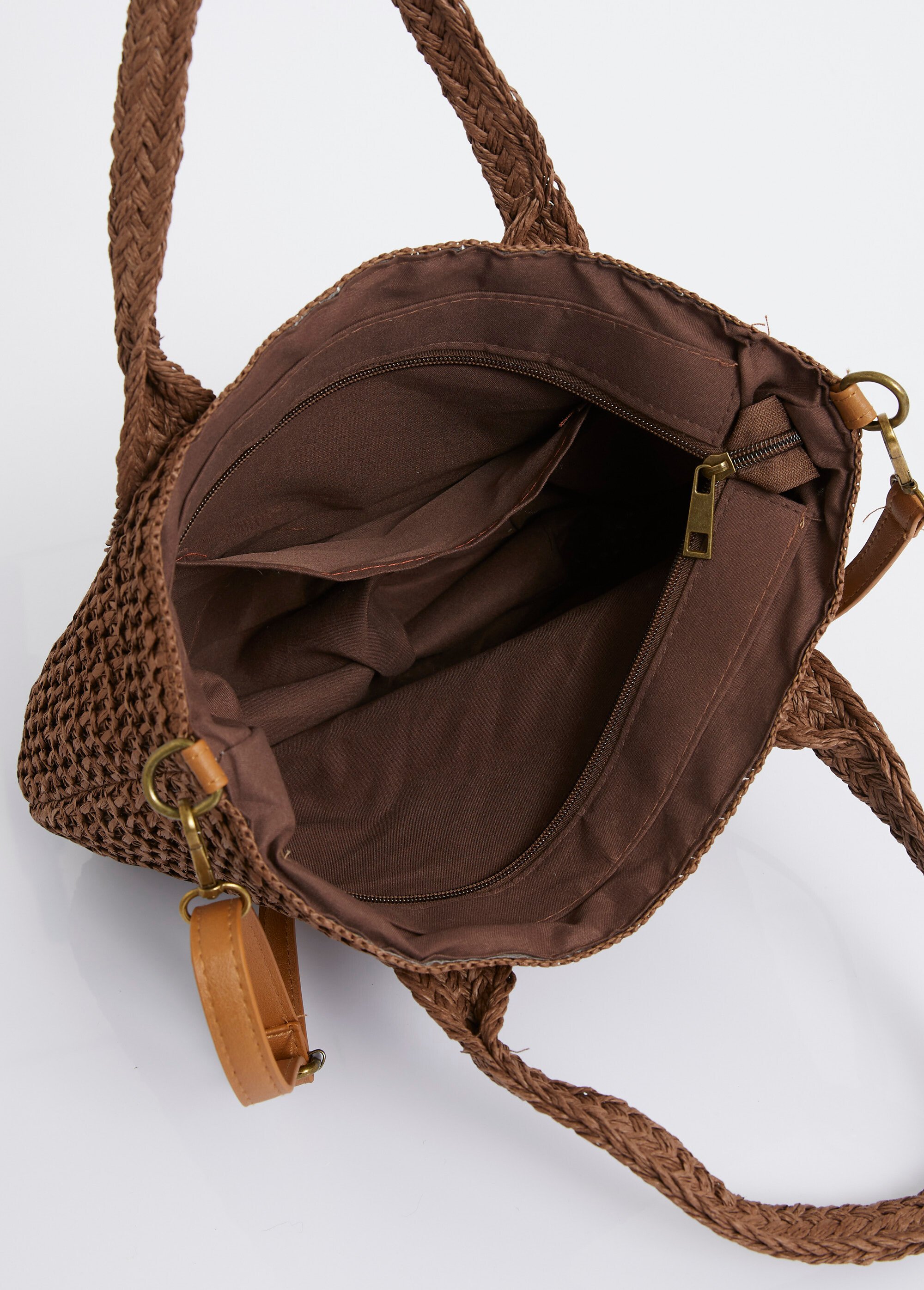 Mini sac panier en papier tressé Femme Marron AST45137 DE1