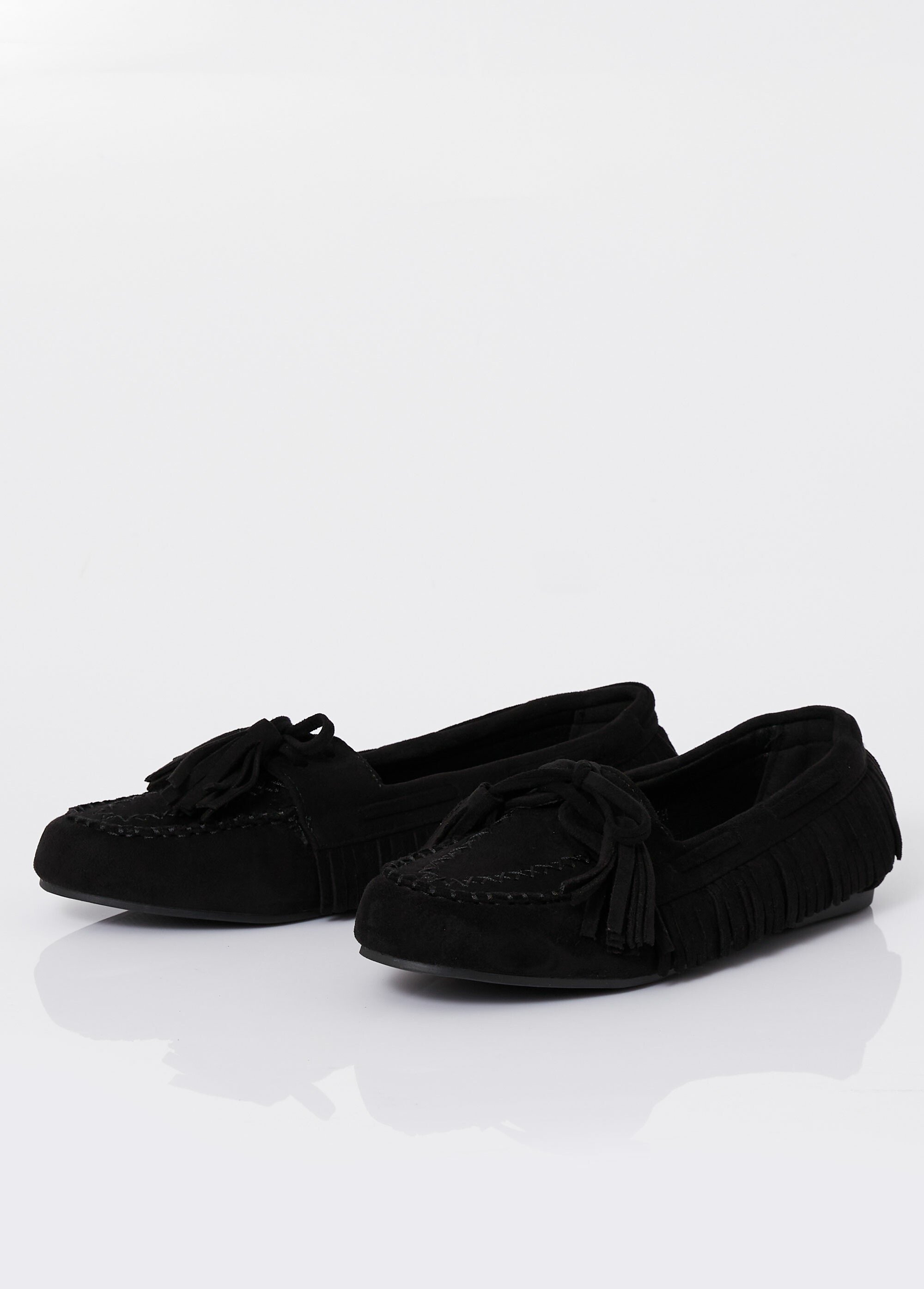 Mocassins avec franges et nœud pompons
