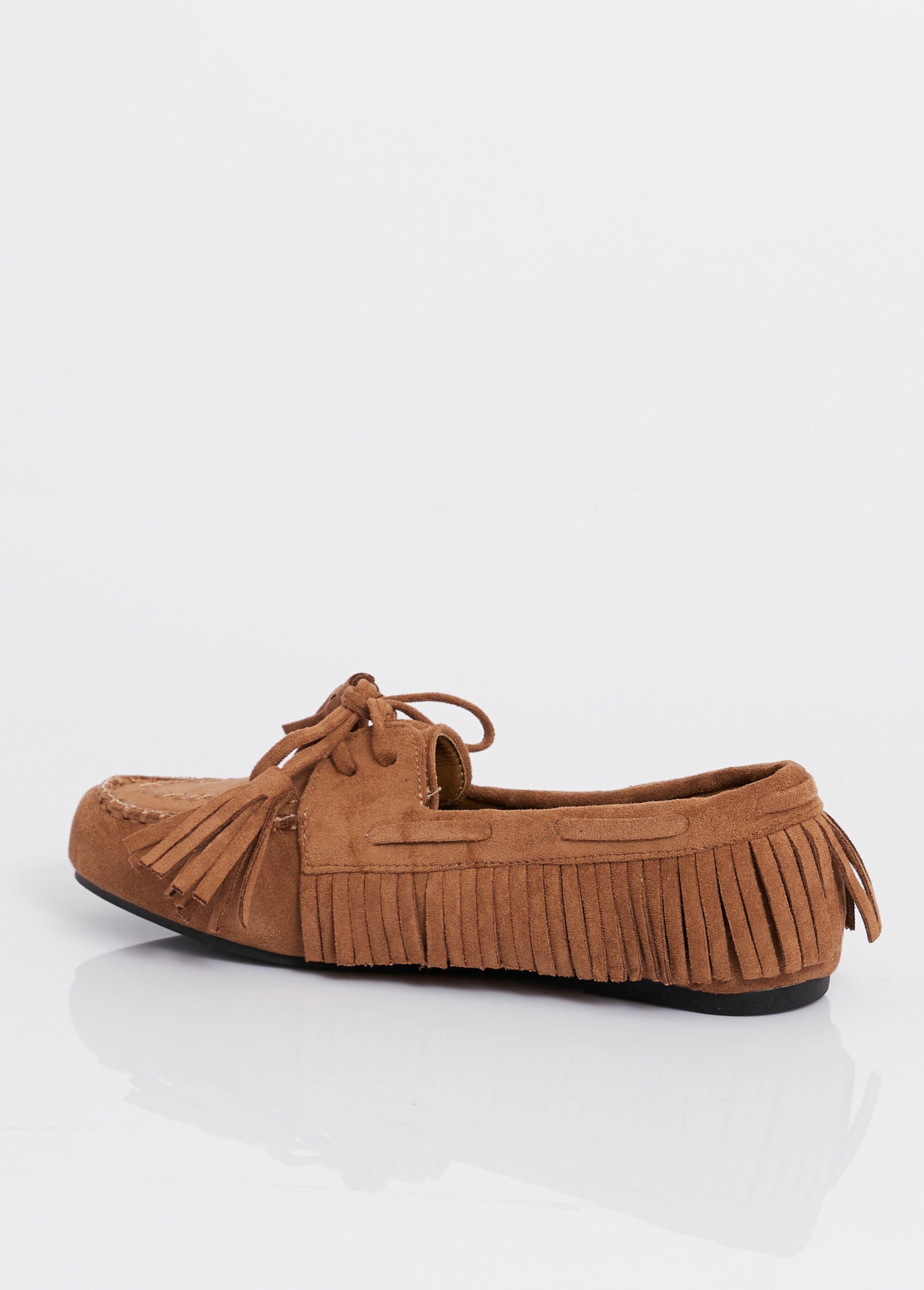 Mocassins avec franges et nœud pompons Femme Marron JOIH8-981H DO1
