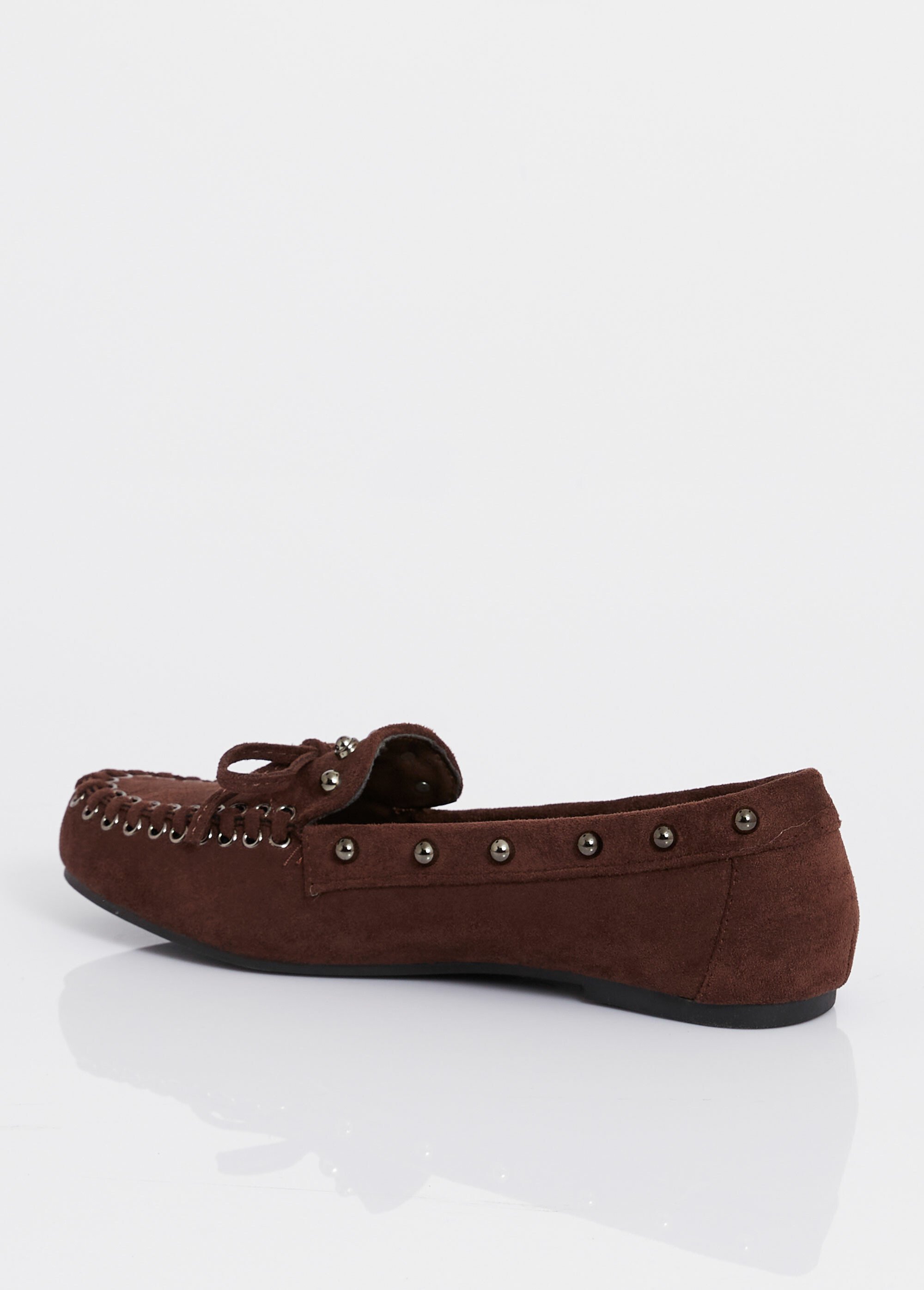 Mocassins dessus suédine clous fantaisie Femme Marron JOIH8-1135H DO1