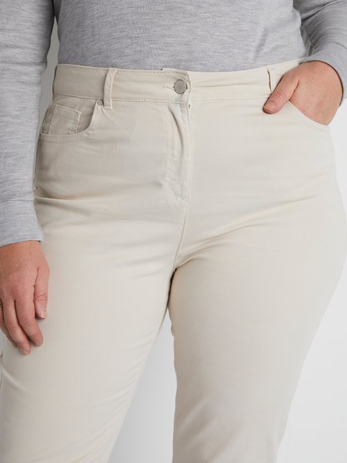 Pantalon droit 5 poches coton stretch Femme Grande Taille Beige NEVILLE DE3