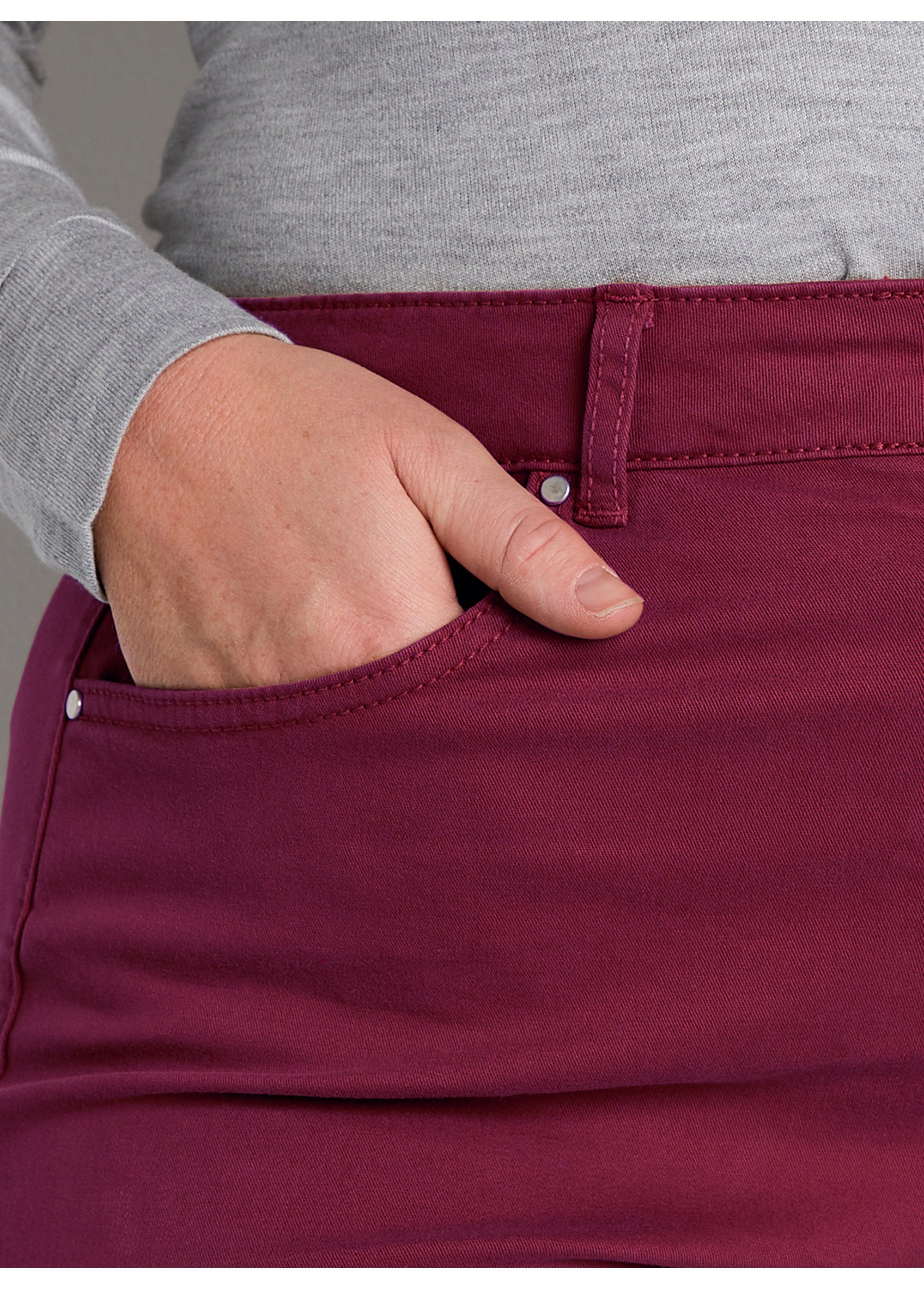 Pantalon droit 5 poches coton stretch Femme Grande Taille Rouge NEVILLE DE2