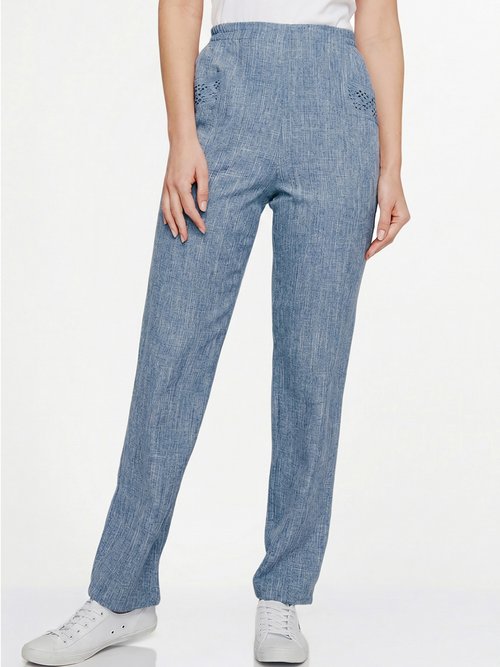 Pantalon ceinture élastiquée ajouré Femme Bleu NALOR FA1