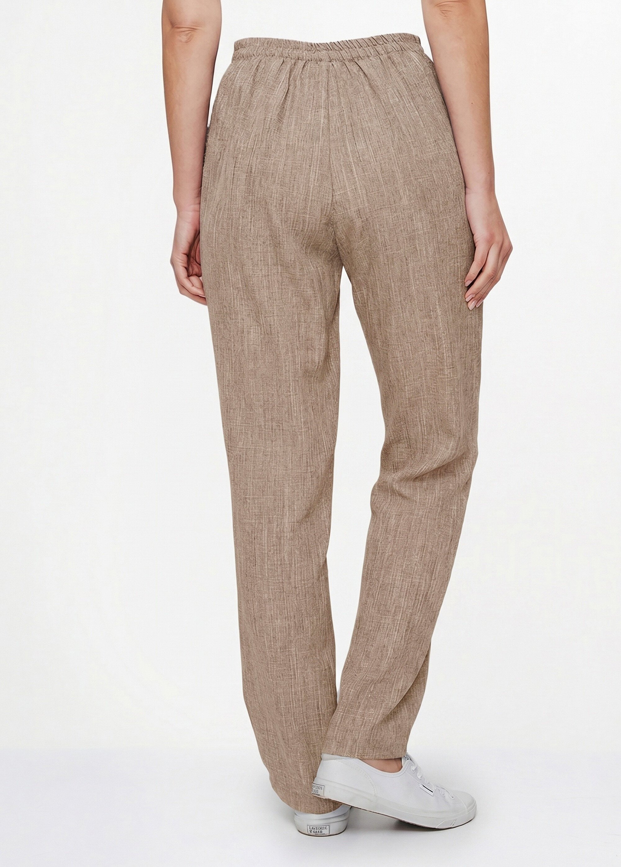 Pantalon ceinture élastiquée ajouré Femme Beige NALOR DO1