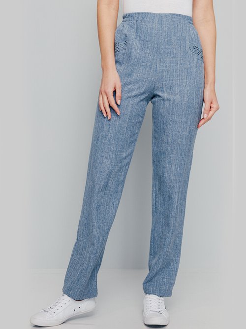 Pantalon ceinture élastiquée ajouré Femme Bleu NALOR FBP