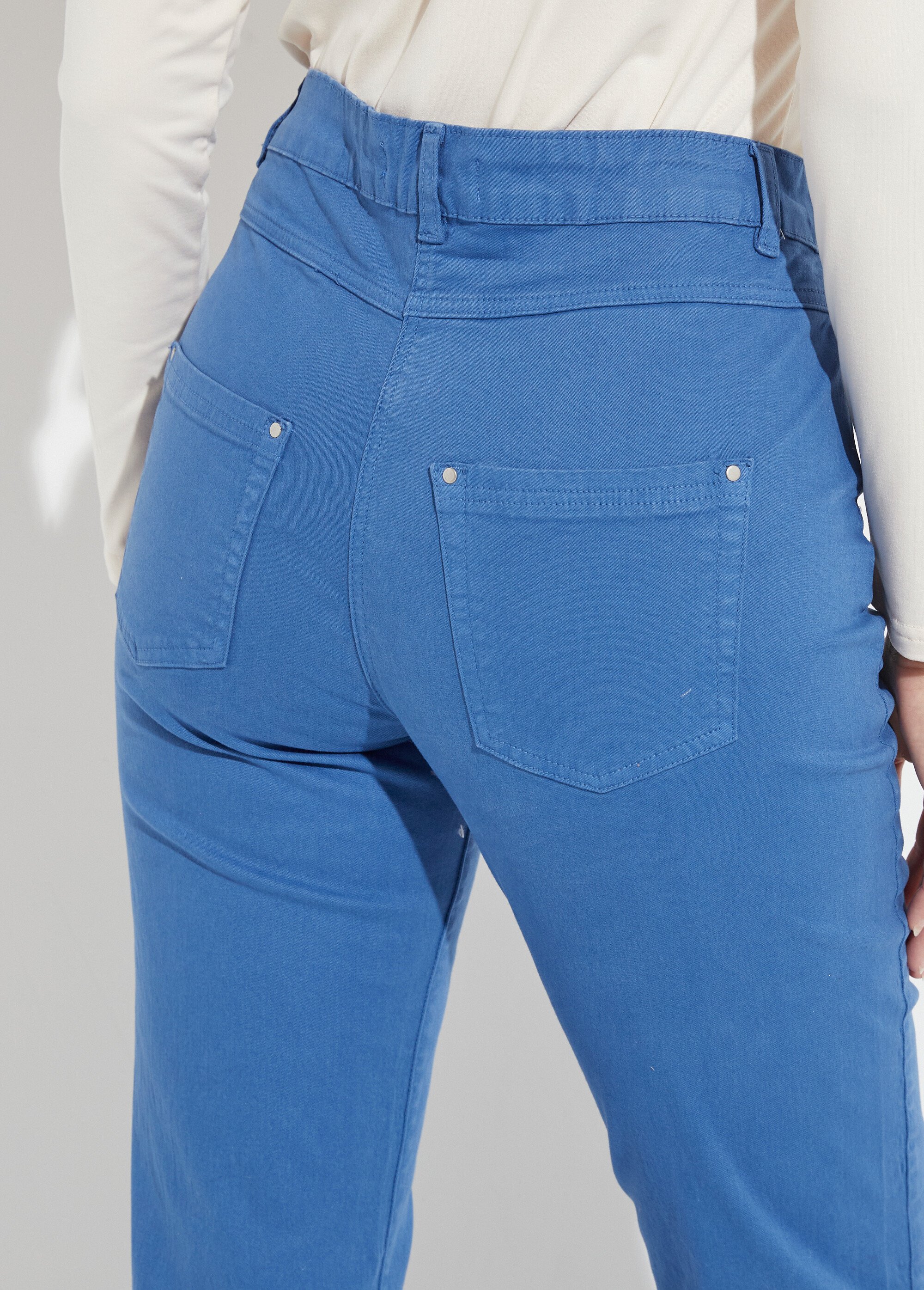 Pantalon droit 5 poches coton stretch Femme Bleu NEVILLE DE2