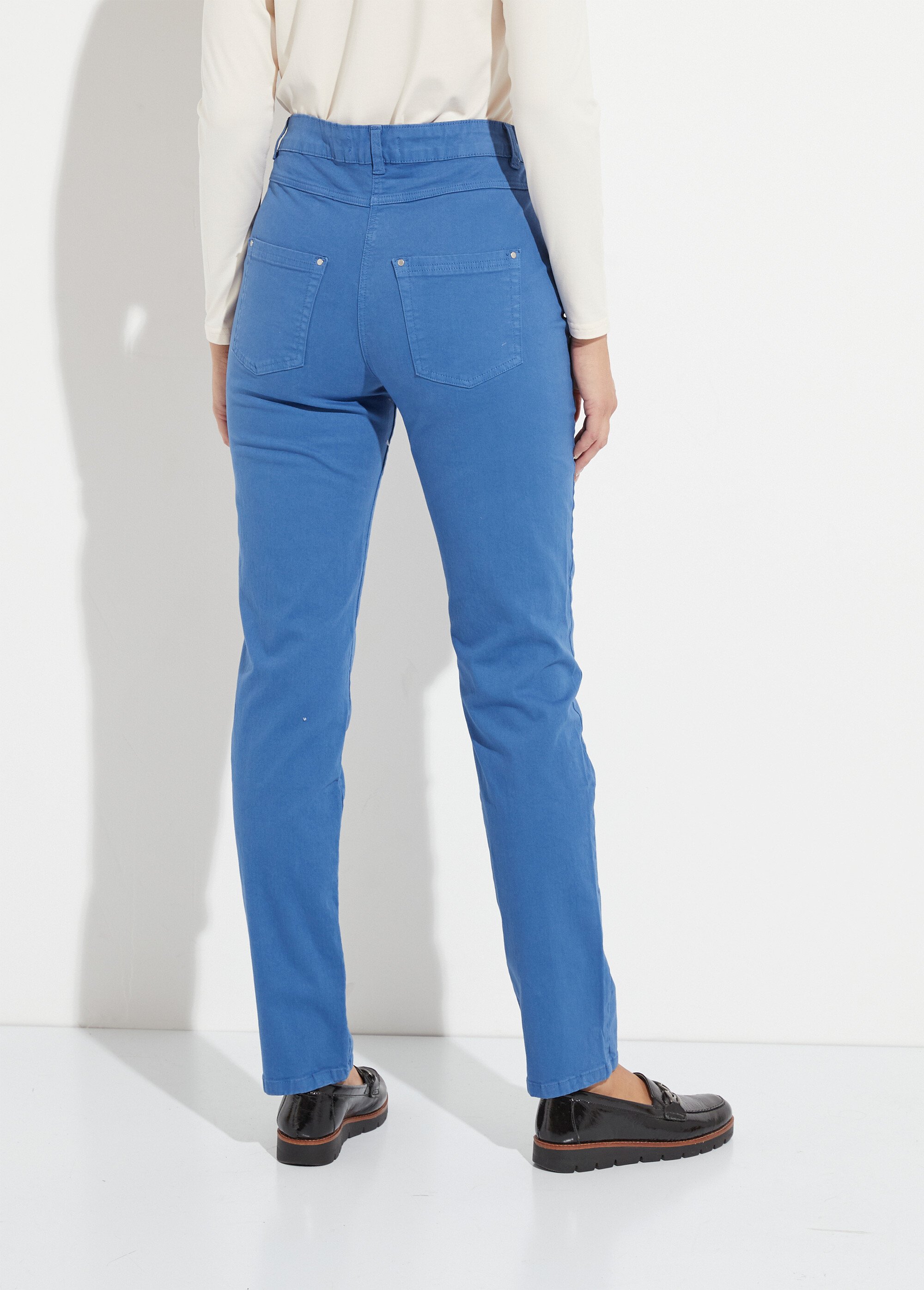 Pantalon droit 5 poches coton stretch Femme Bleu NEVILLE DO1