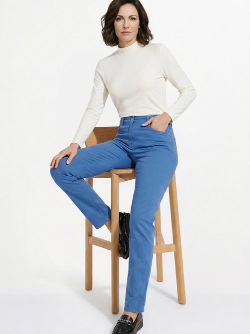 Pantalon droit 5 poches coton stretch Femme Bleu NEVILLE MV1
