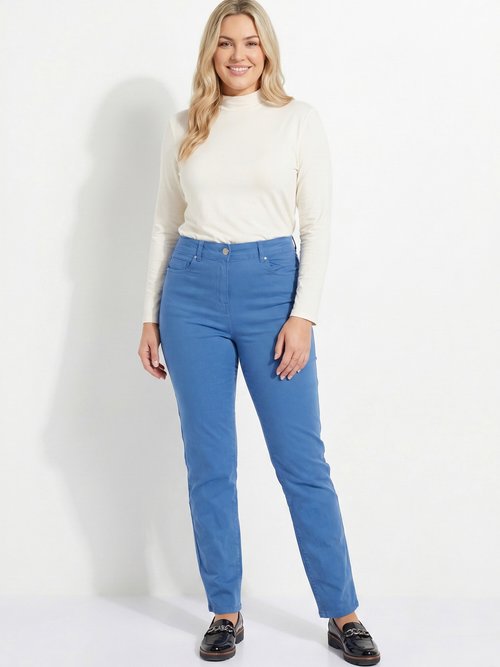 Pantalon droit 5 poches coton stretch Femme Grande Taille Bleu NEVILLE SI1