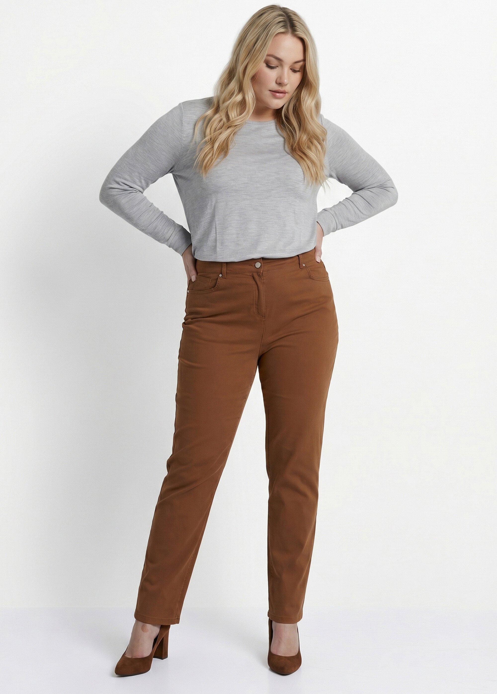 Pantalon droit 5 poches coton stretch