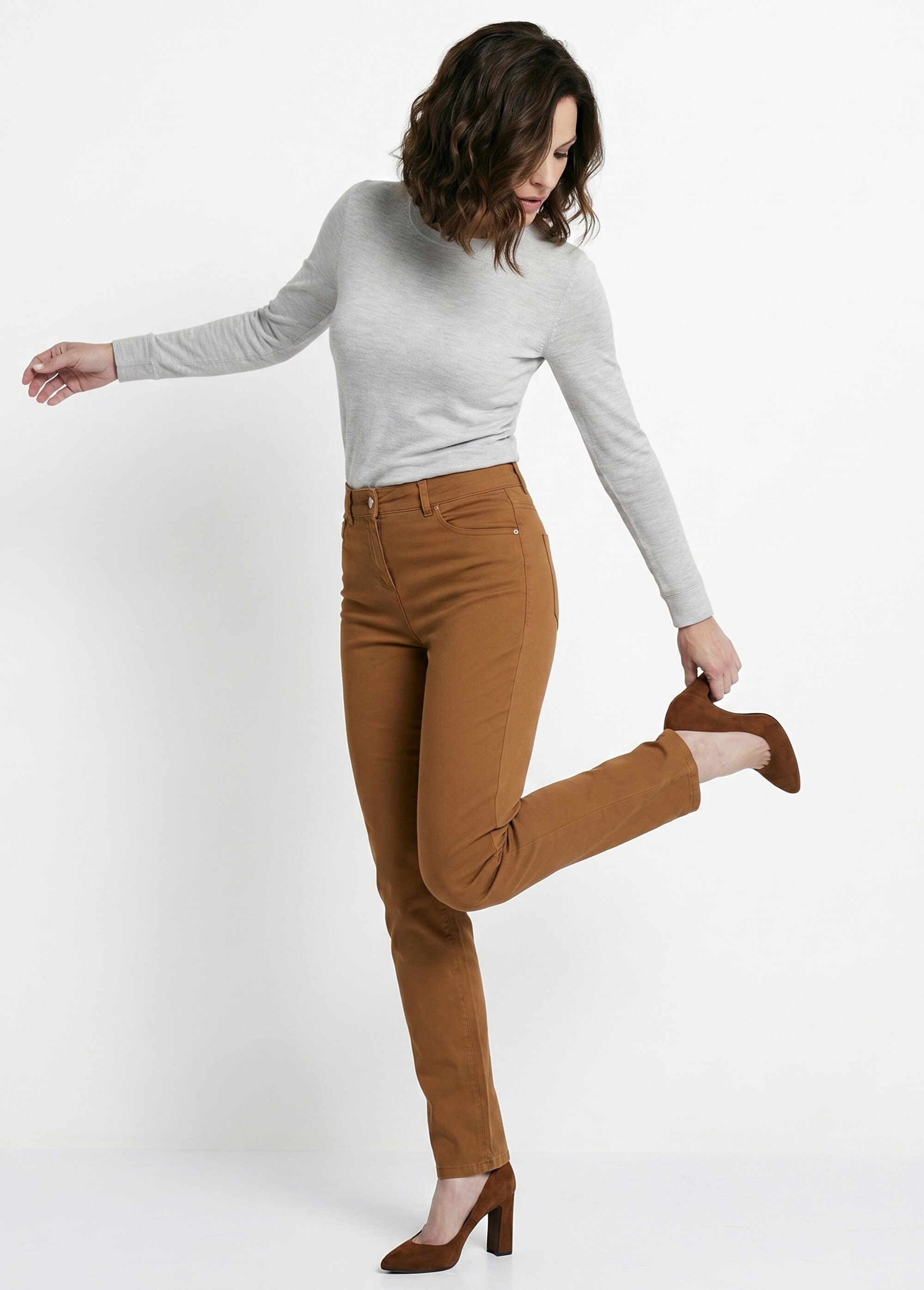 Pantalon droit 5 poches coton stretch