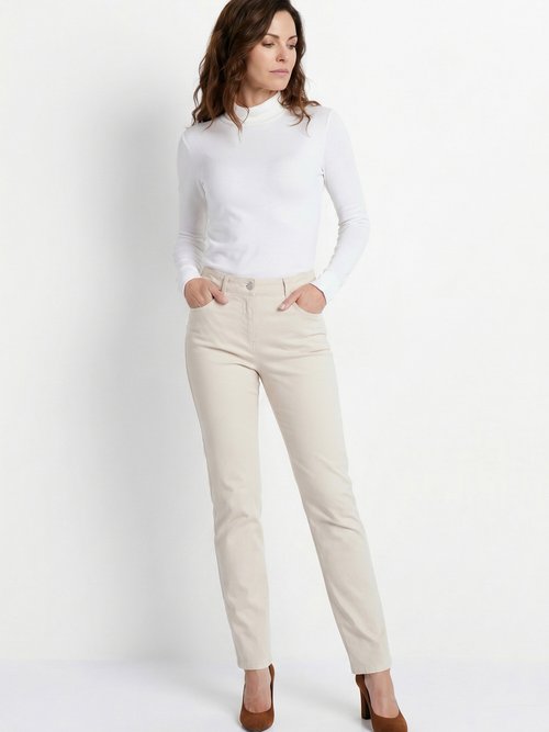 Pantalon droit 5 poches coton stretch Femme Beige NEVILLE MV1