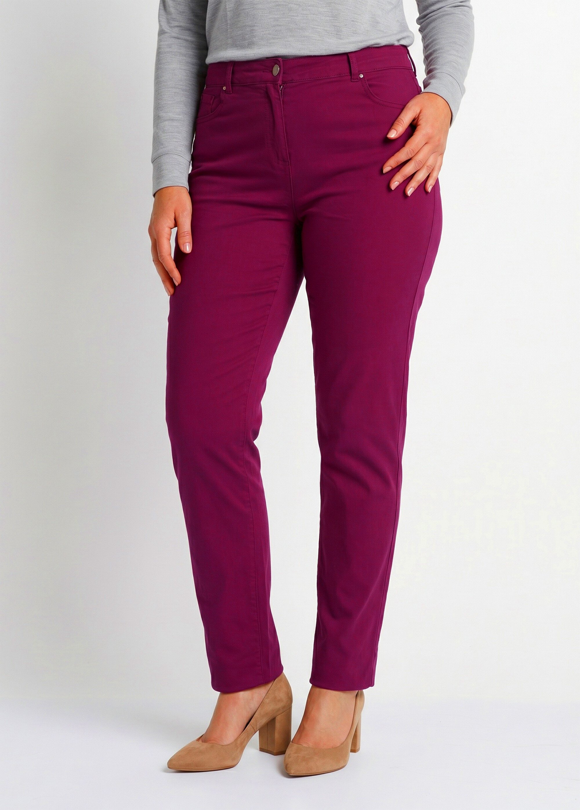Pantalon droit 5 poches coton stretch Femme Rouge NEVILLE FA1