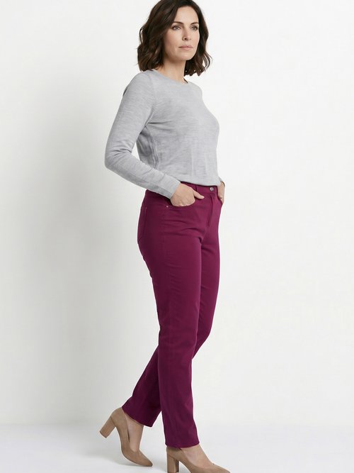Pantalon droit 5 poches coton stretch Femme Rouge NEVILLE MV1