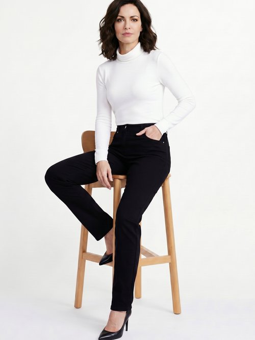 Pantalon droit 5 poches coton stretch Femme Noir NEVILLE MV1
