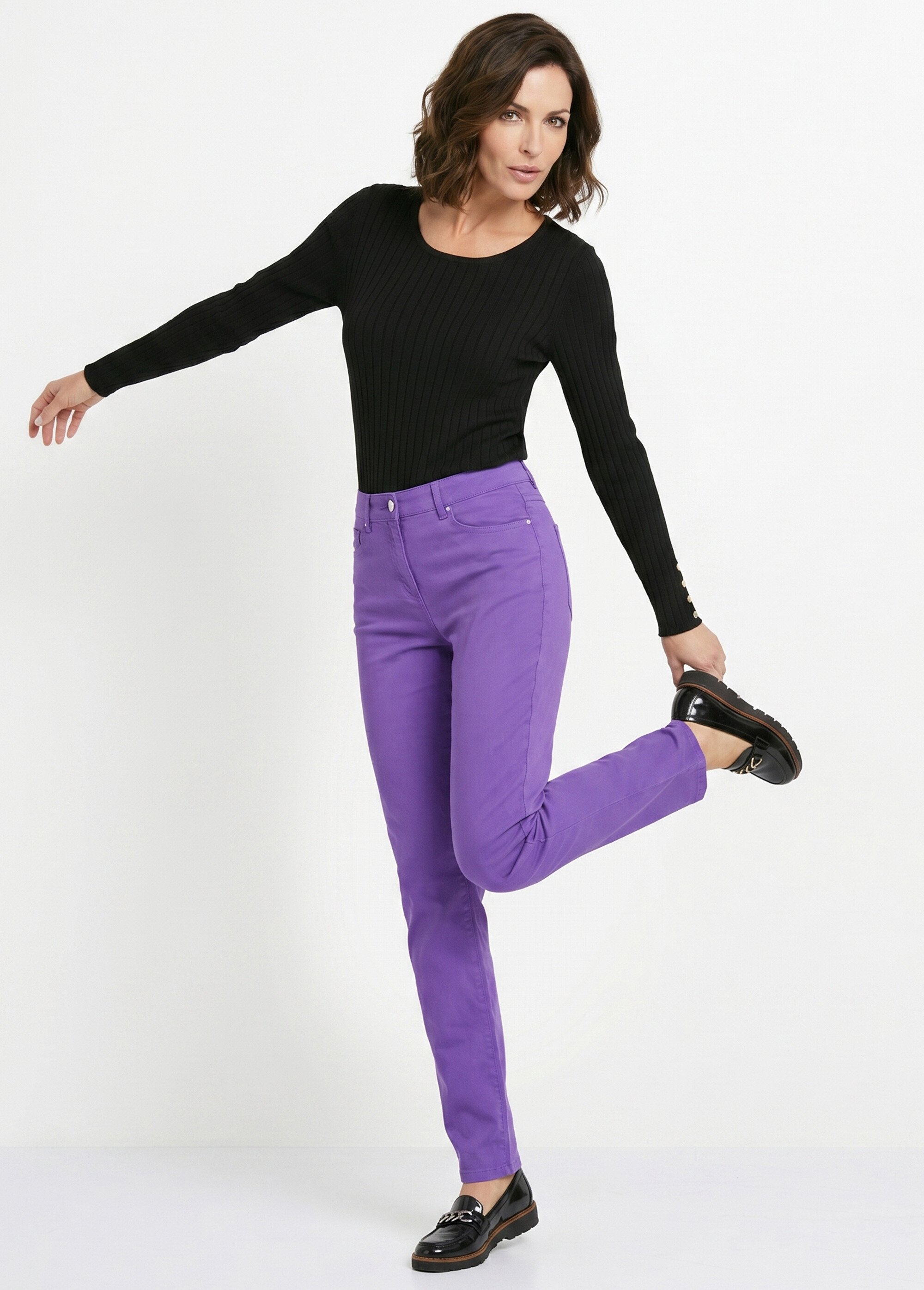 Pantalon droit 5 poches coton stretch