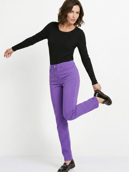 Pantalon droit 5 poches coton stretch Femme Violet NEVILLE MV1
