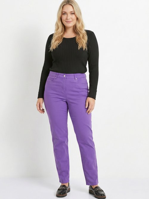 Pantalon droit 5 poches coton stretch Femme Grande Taille Violet NEVILLE SI1