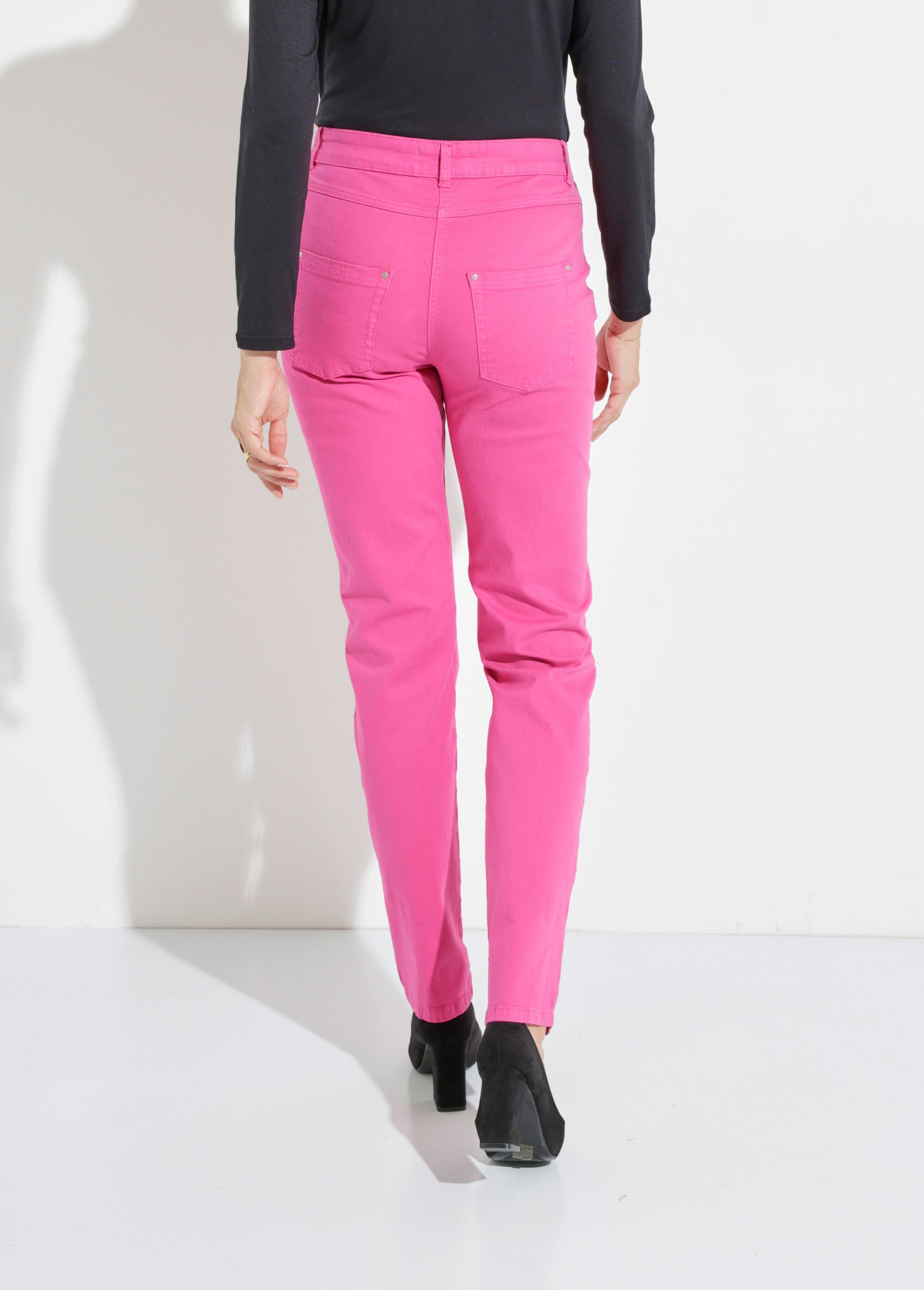 Pantalon droit 5 poches coton stretch Femme Rose NEVILLE DO1