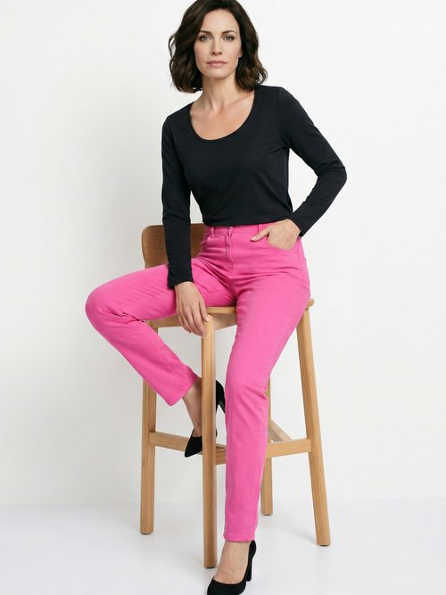 Pantalon droit 5 poches coton stretch Femme Rose NEVILLE MV1