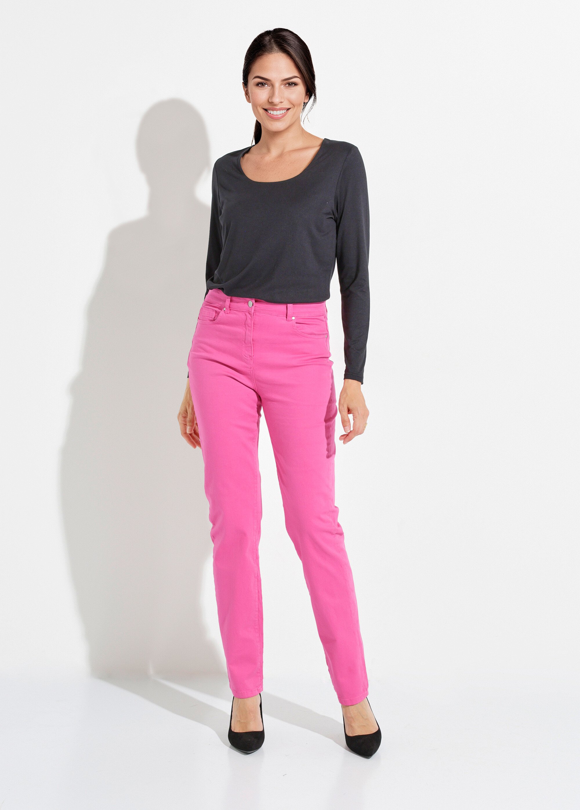 Pantalon droit 5 poches coton stretch Femme Rose NEVILLE SF1