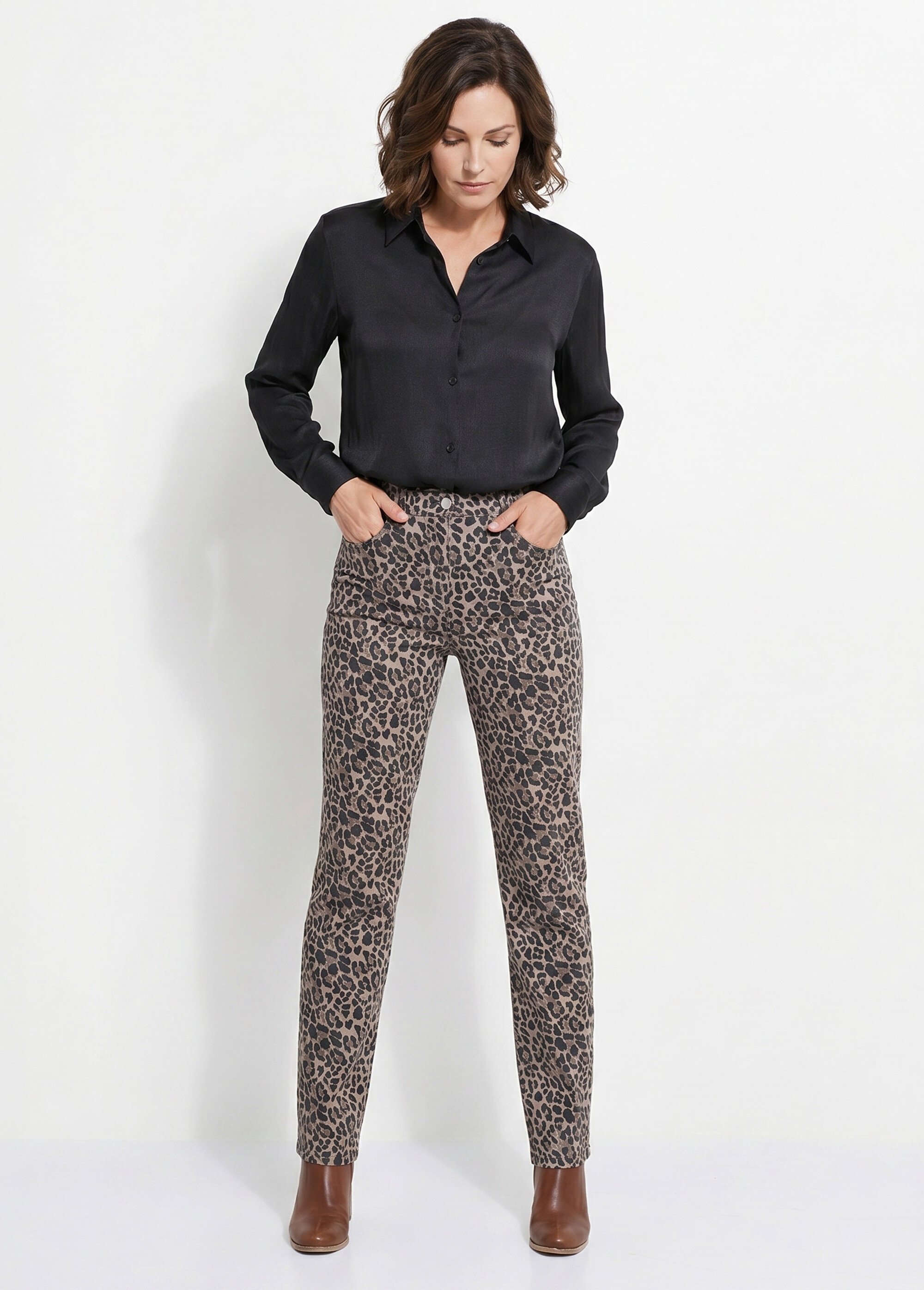 Pantalon droit 5 poches coton stretch Femme Noir NEVILLE MV1