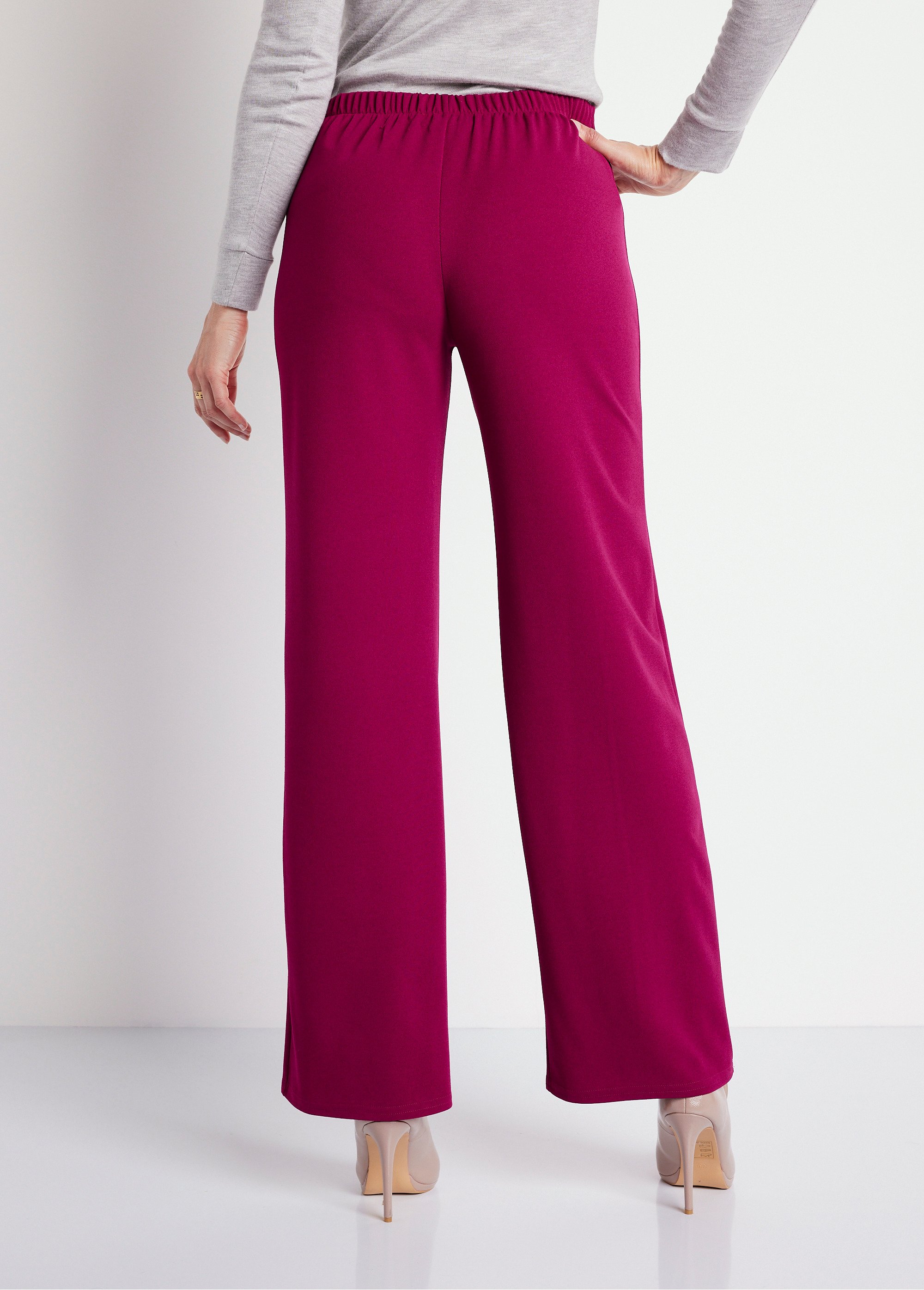 Pantalon maille crêpe taille élastiquée