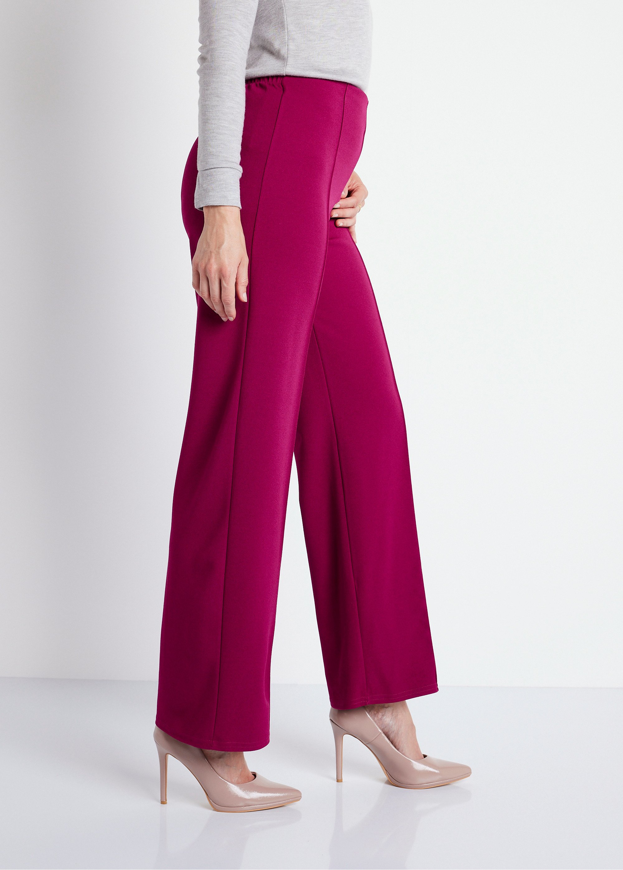 Pantalon maille crêpe taille élastiquée Femme Rose NACHY DR2