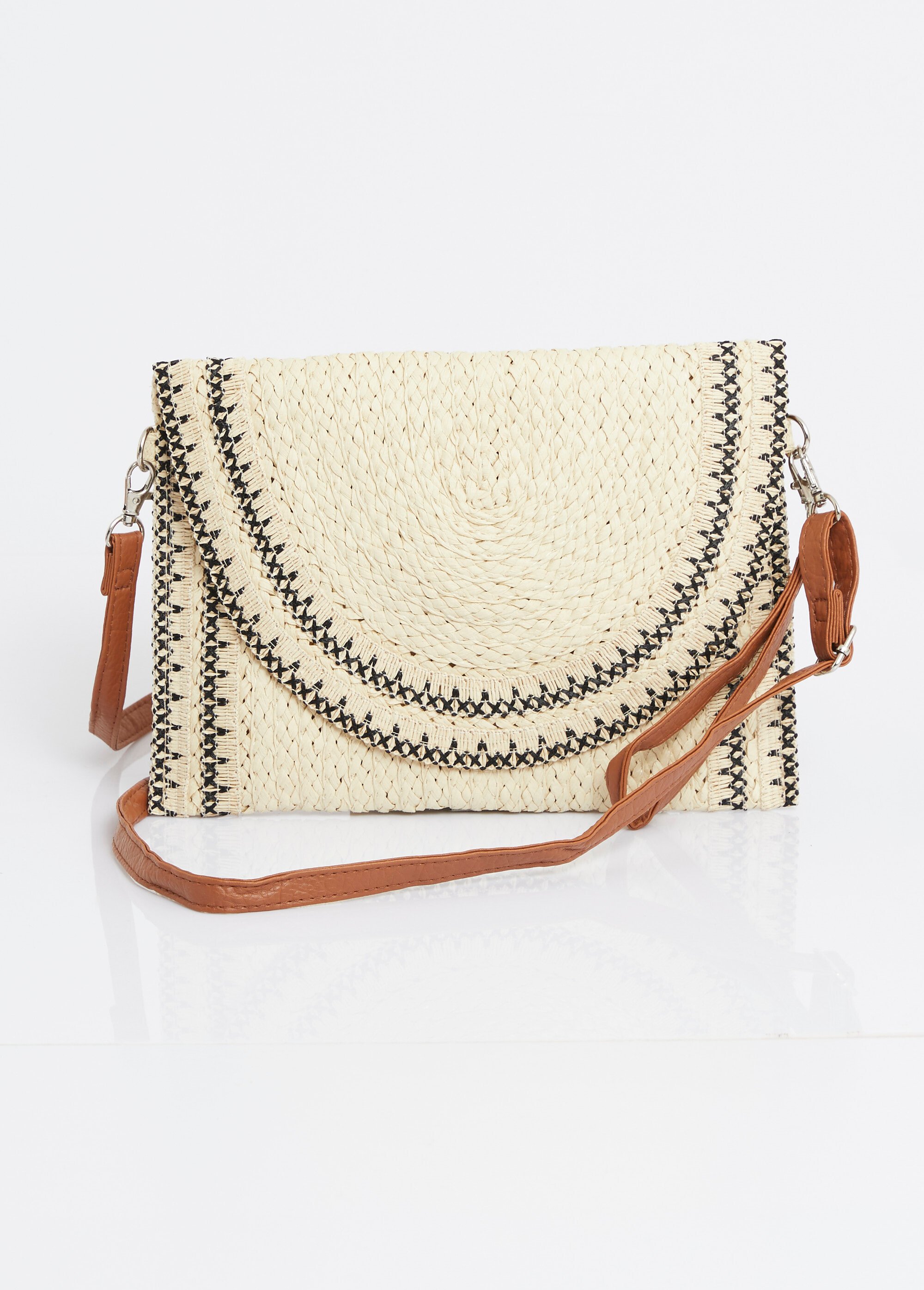 Pochette demi lune en papier tressé